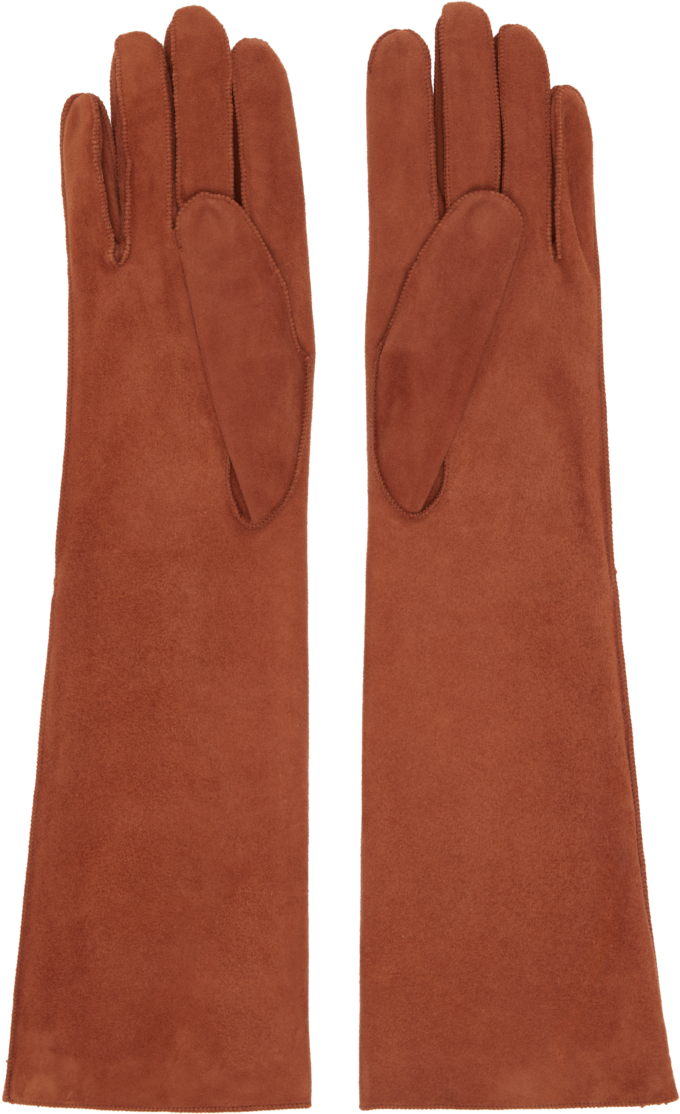 Lanvin Brown Long Slim Suede Gloves
