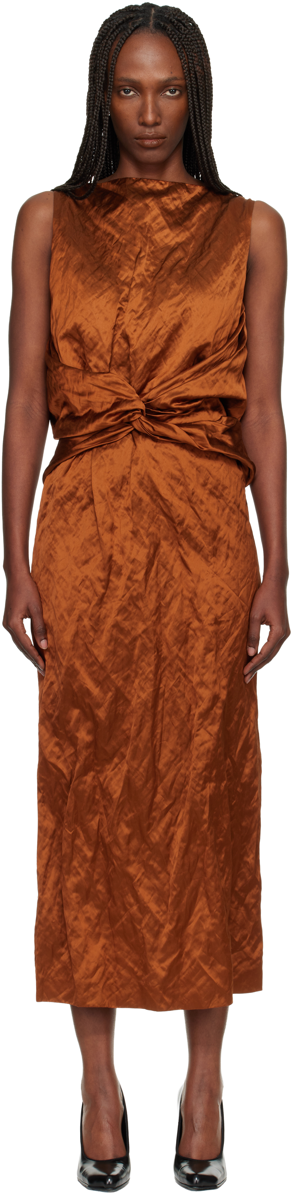 Lanvin Orange Back Cape Maxi Dress In Orange