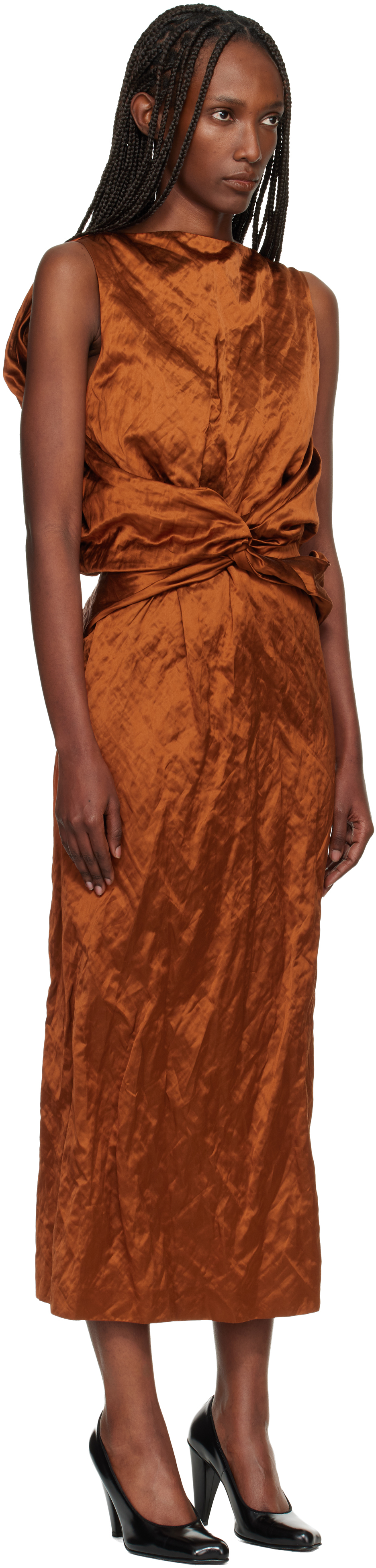 Lanvin Orange Back Cape Maxi Dress In Orange