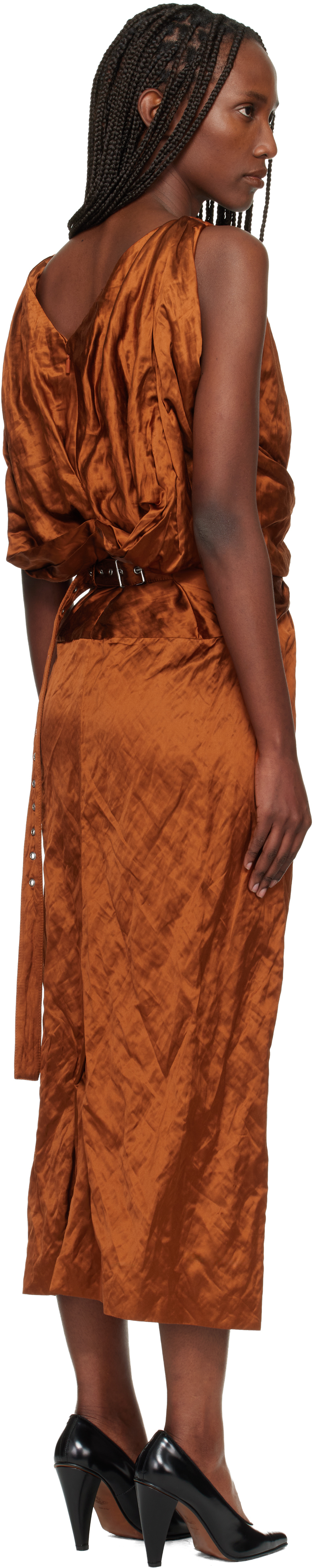 Lanvin Orange Back Cape Maxi Dress In Orange
