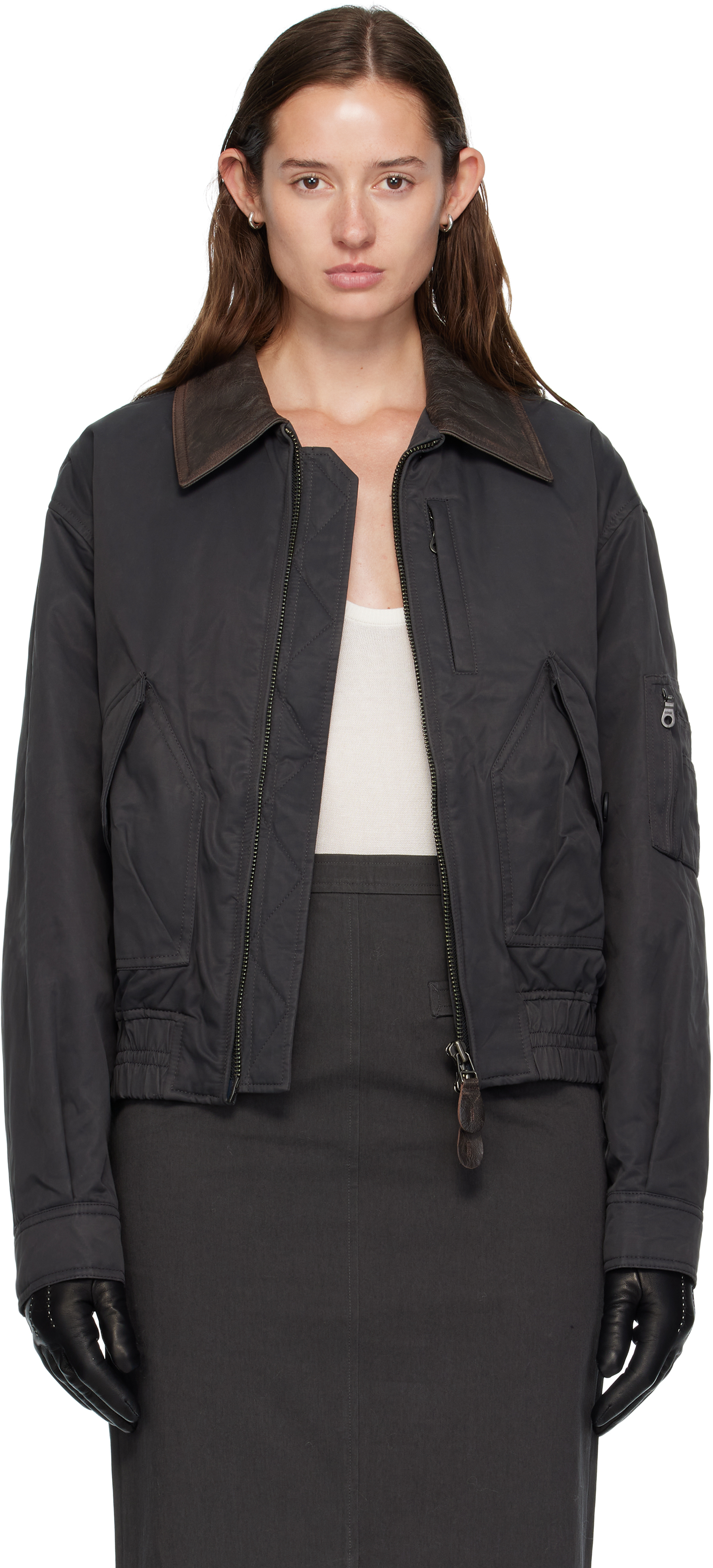 Coor Gray Mk-3 Flight Jacket In Black
