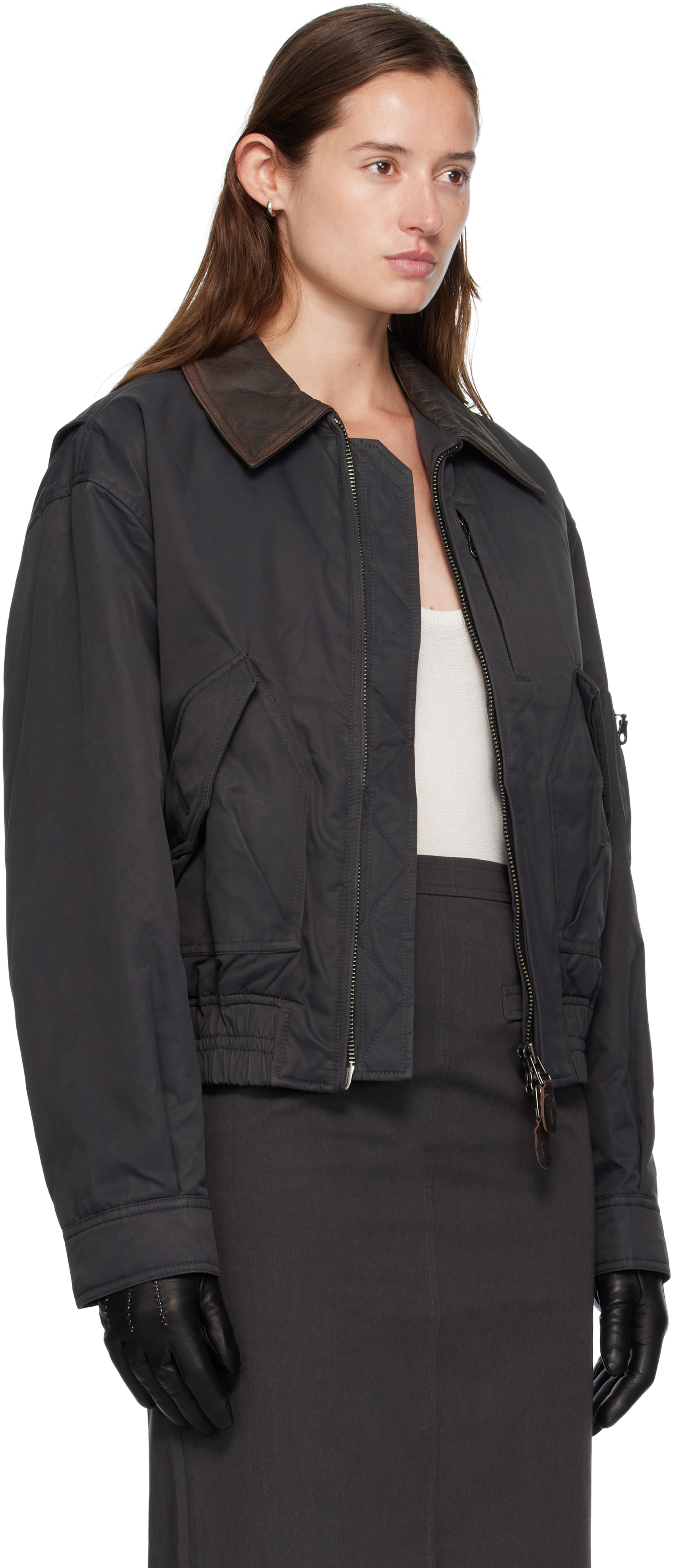 Coor Gray Mk-3 Flight Jacket In Black