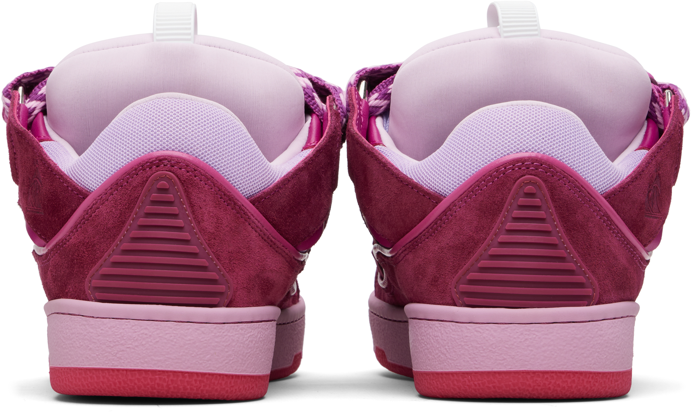 Lanvin Leather Blend Sneakers Featuring Contrast Stitching In Purple