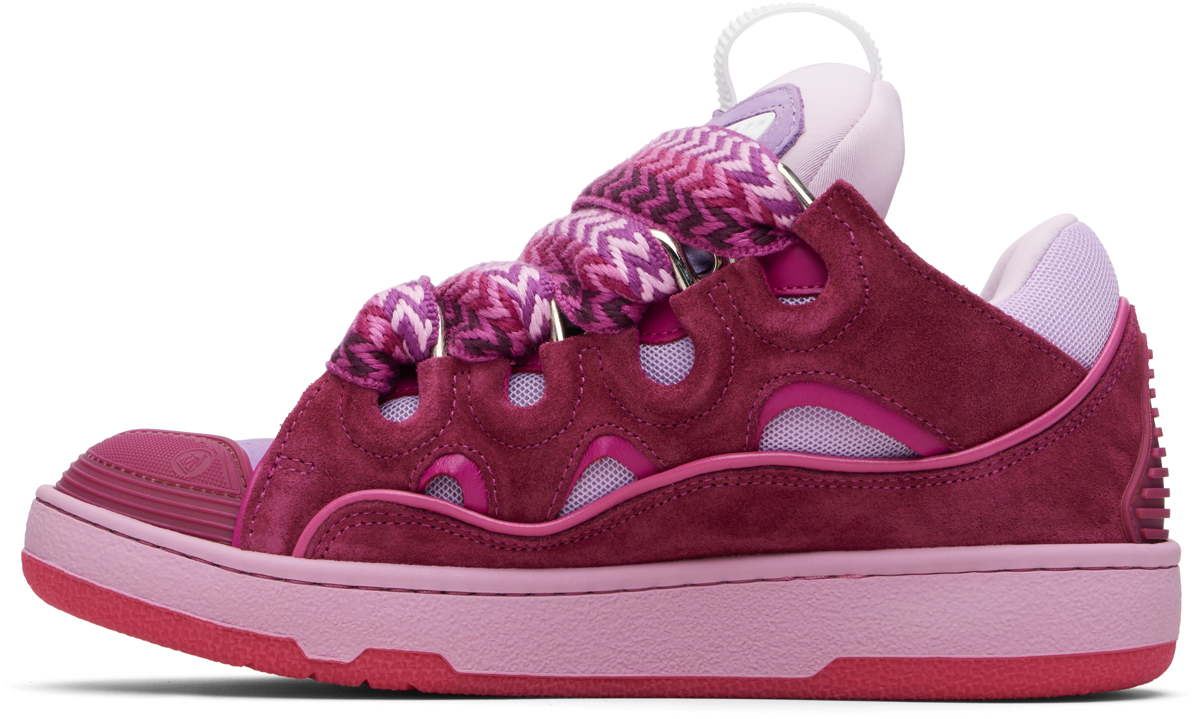 Lanvin Leather Blend Sneakers Featuring Contrast Stitching In Purple