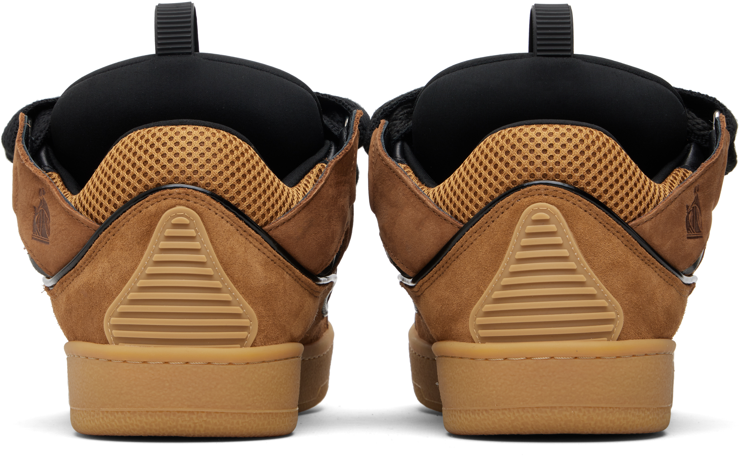 Lanvin Tan & Black Curb Leather Sneakers In Brown