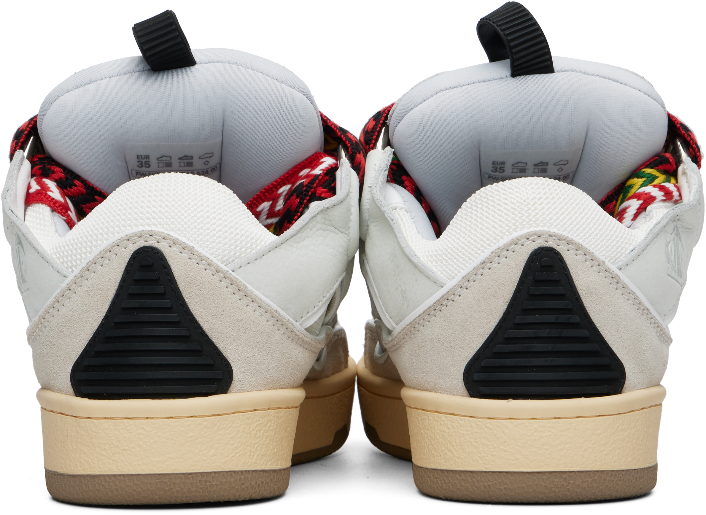Lanvin Off-white Leather Curb Sneakers In Multi