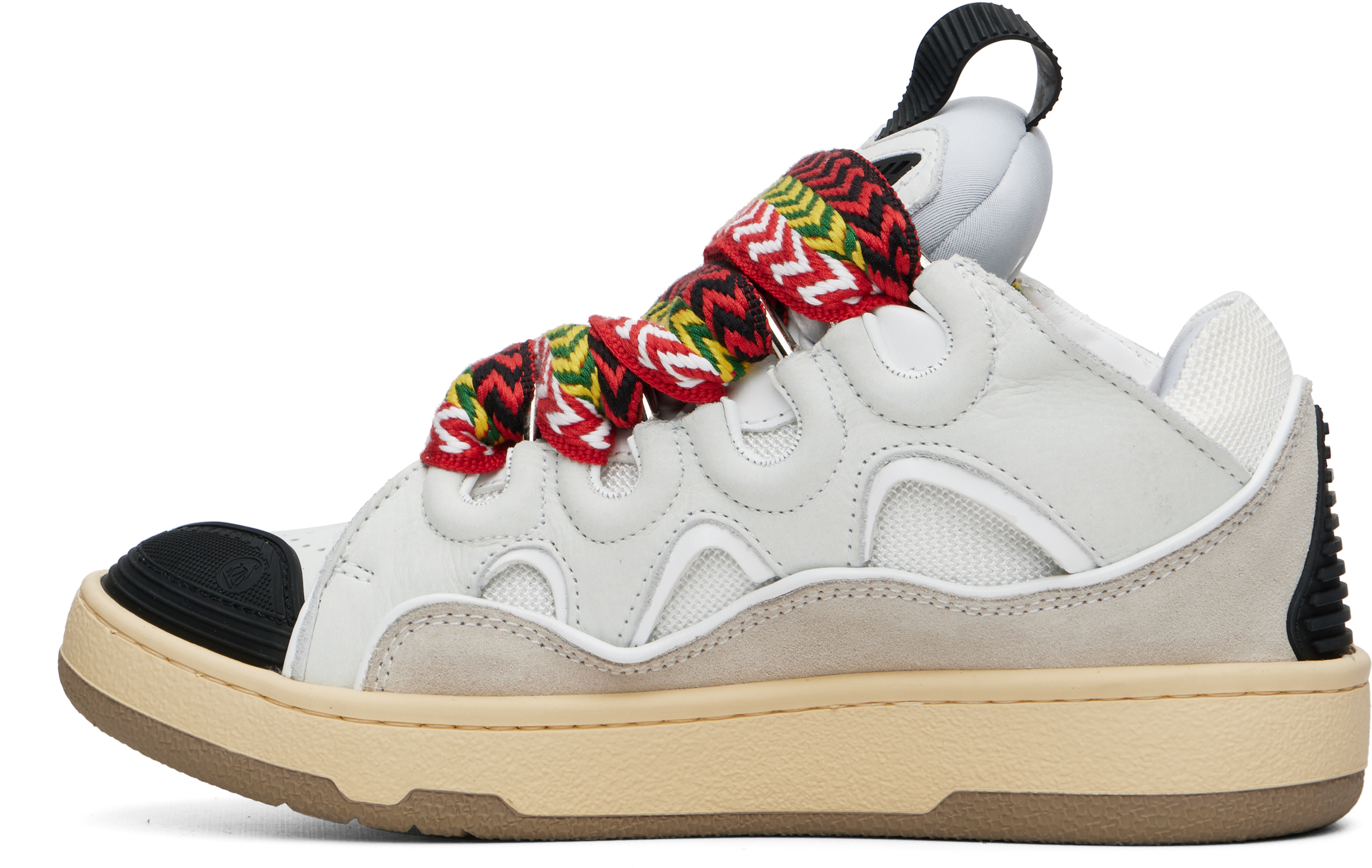 Lanvin Off-white Leather Curb Sneakers In Multi