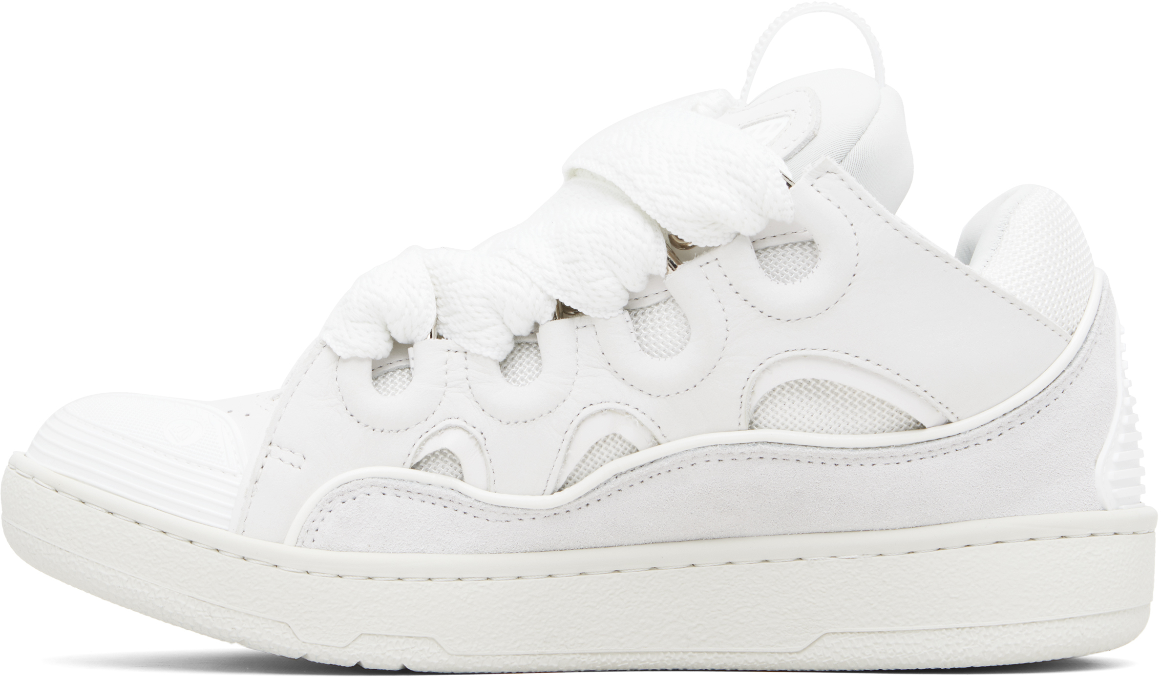 Lanvin Low Top Sneakers Featuring Perforated Detailing In White