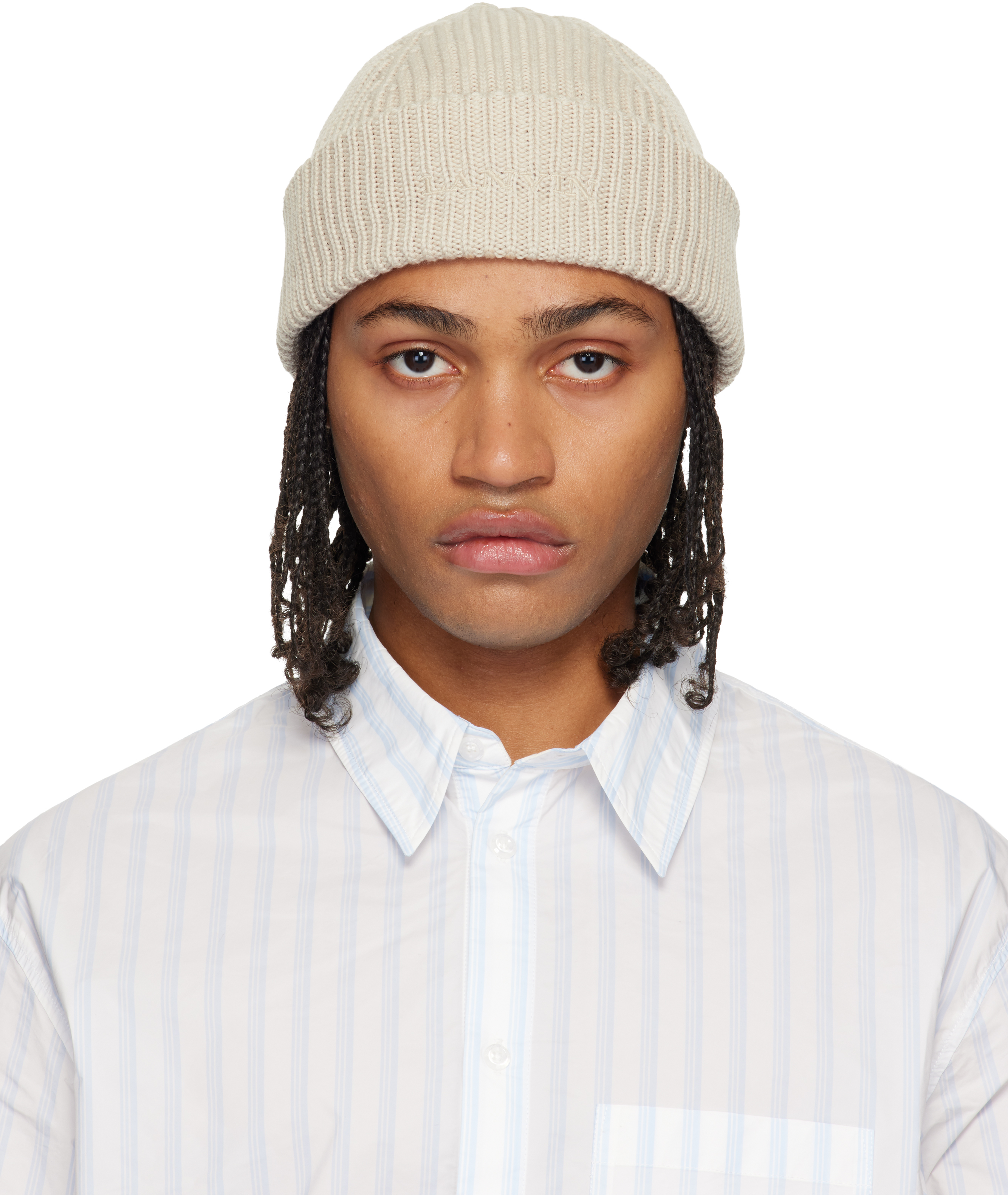 Off-White Wool Beanie by Lanvin on Sale