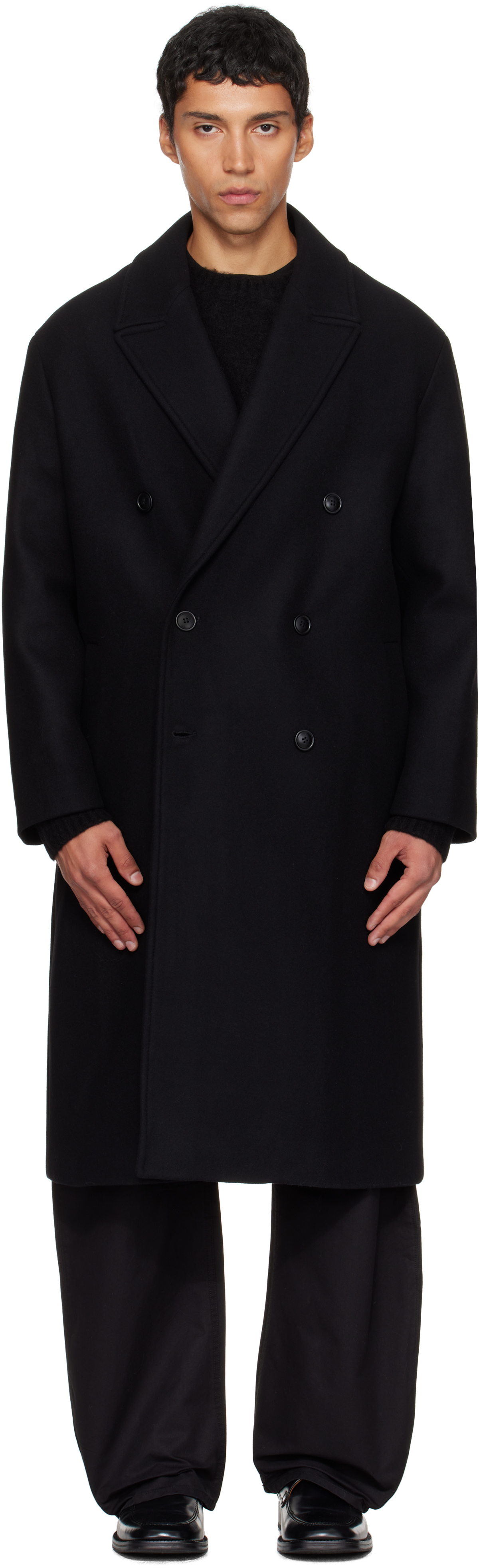 「美品」COOR MTR Overfit Double Long Coat COOR: Black MTR Over-Fit Double Long Coat | SSENSE