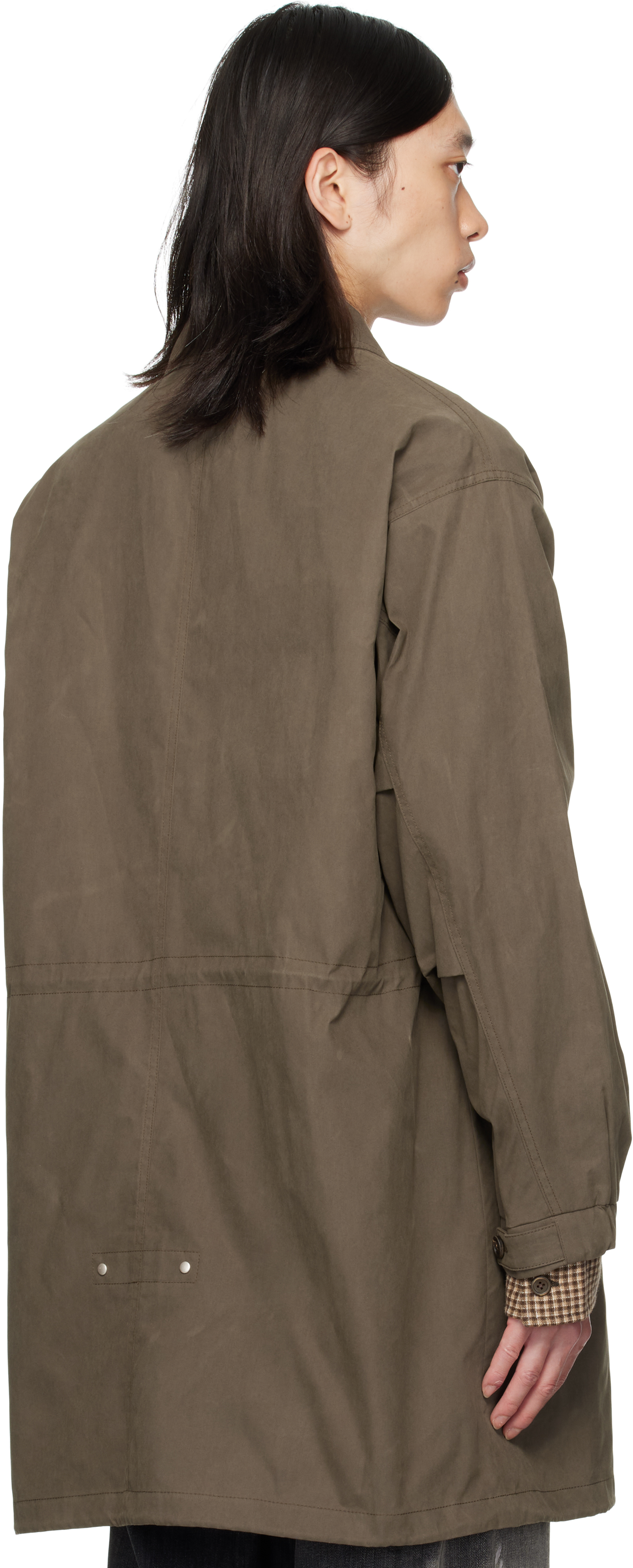 Coor Khaki Waxed Mill Coat In Brown