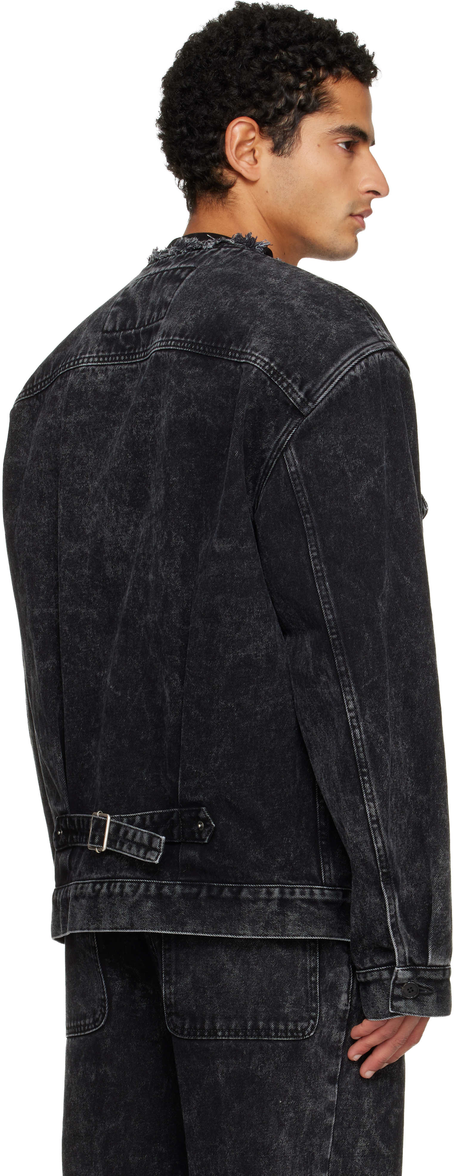 Lanvin Black Loose Fit Washed Denim Jacket In Black
