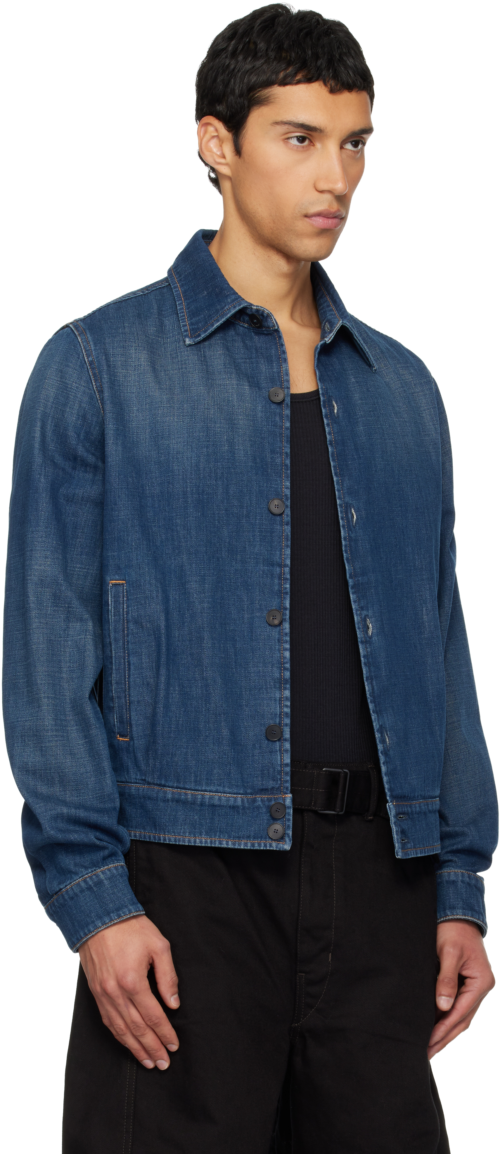 Lanvin Straight Hem Button-up Overshirt In Blue