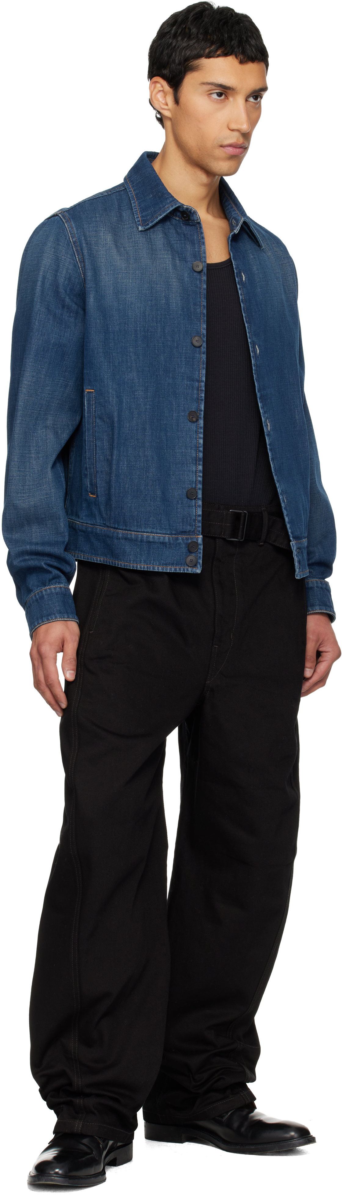 Lanvin Straight Hem Button-up Overshirt In Blue