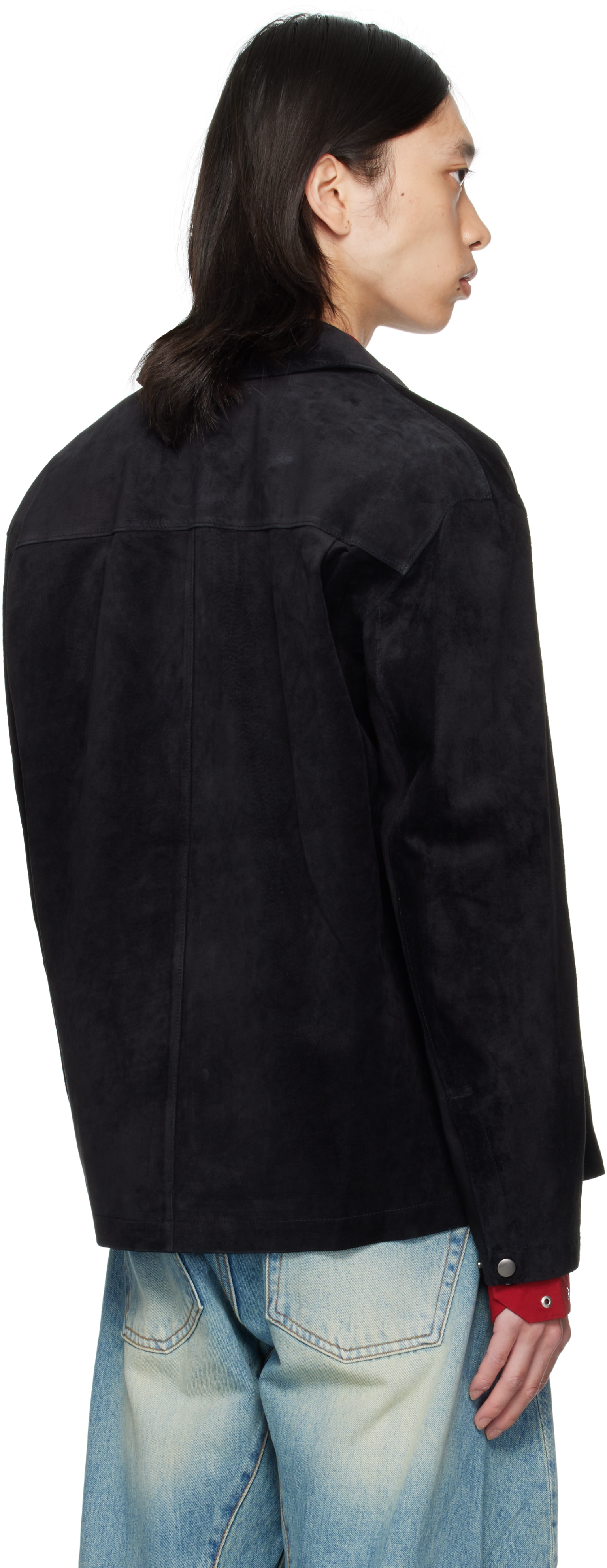 Coor Black Snap Button Suede Overshirt In Black