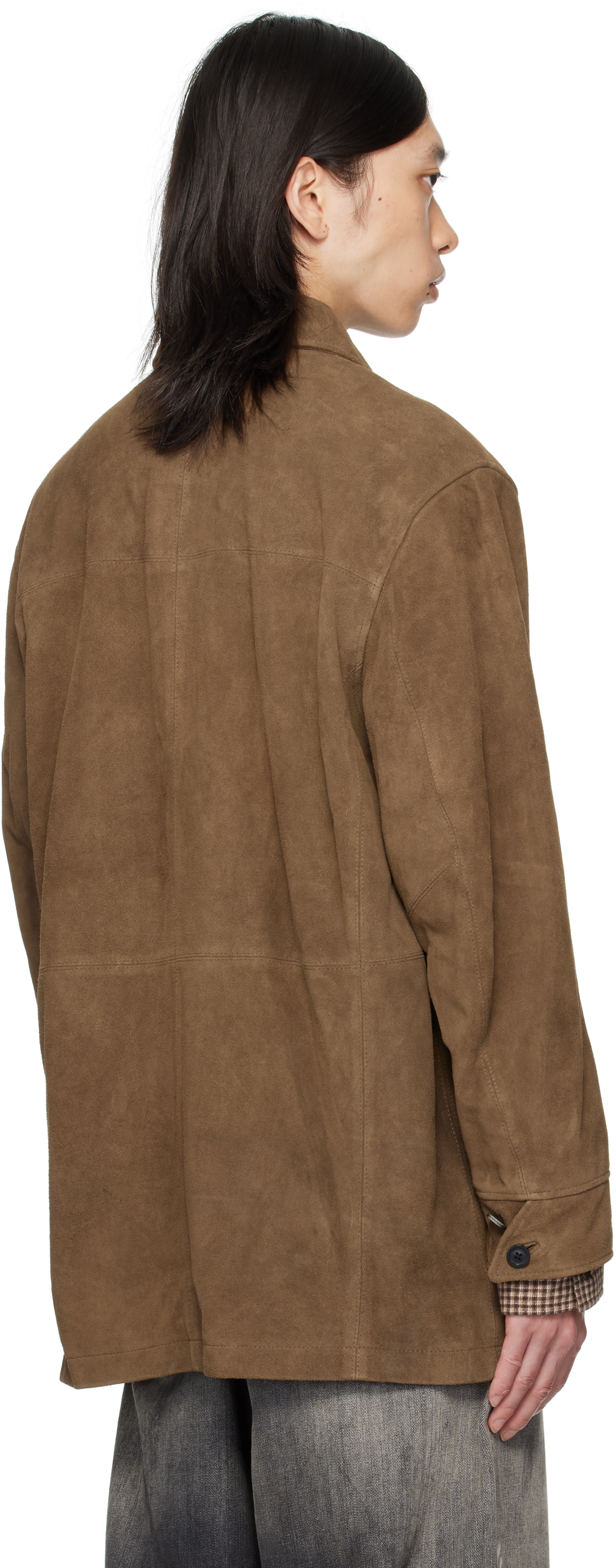 Coor Khaki Car Suede Coat In Brown