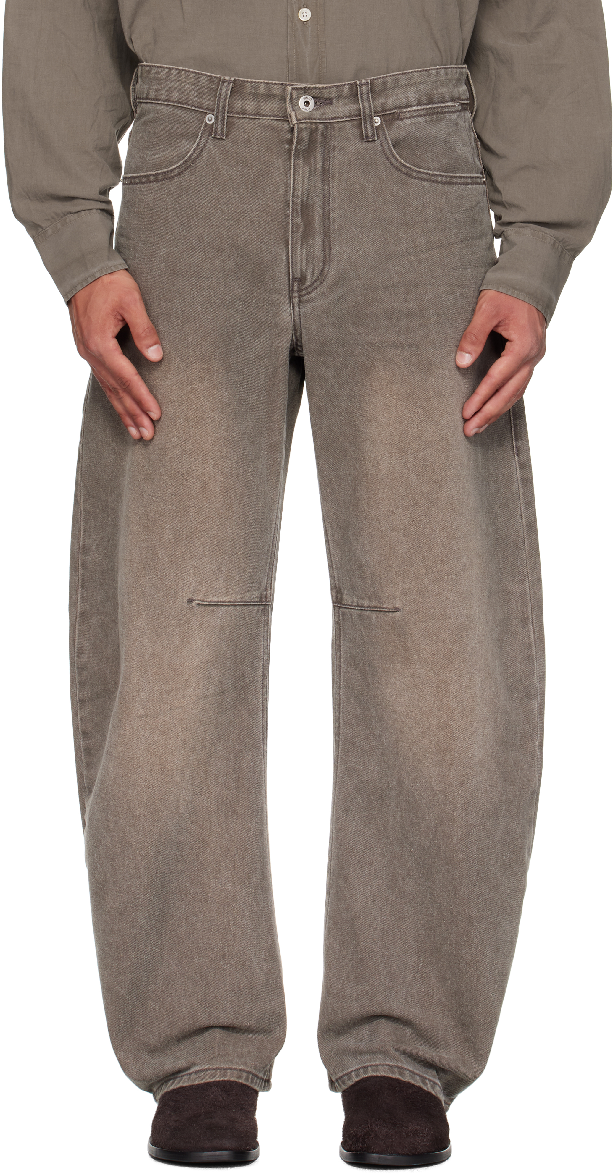 Coor Gray Embossed Washed Jeans In Gray