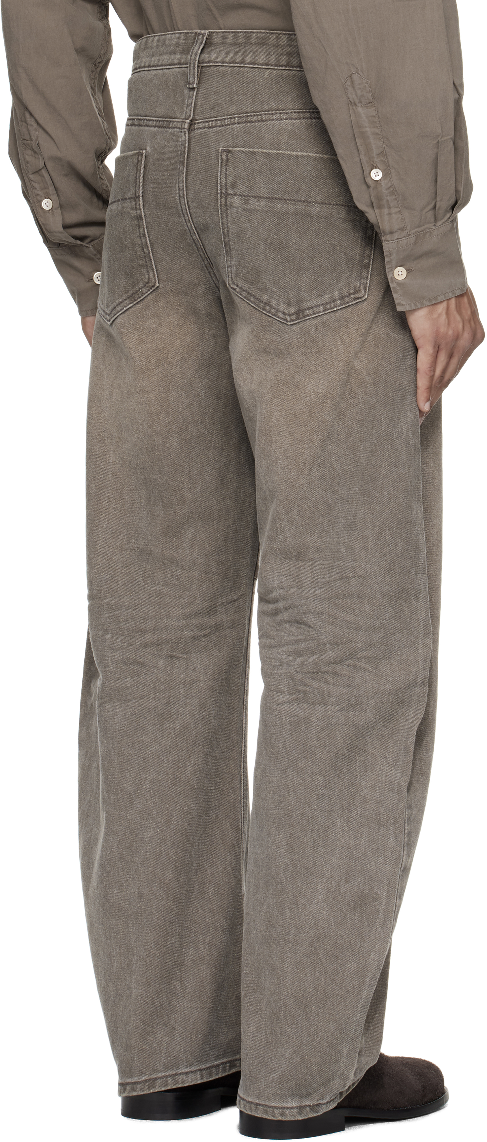 Coor Gray Embossed Washed Jeans In Gray
