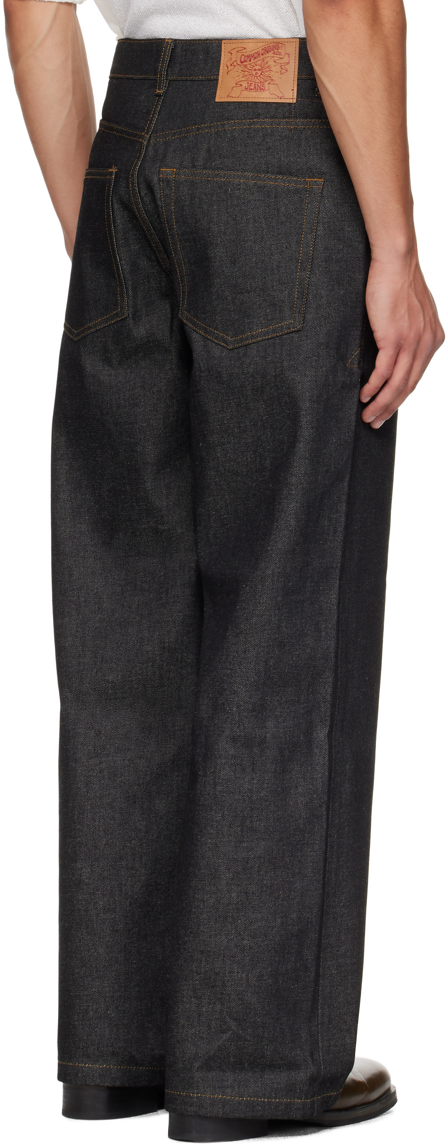 Coor Navy Rigid Semi Wide Jeans In Black