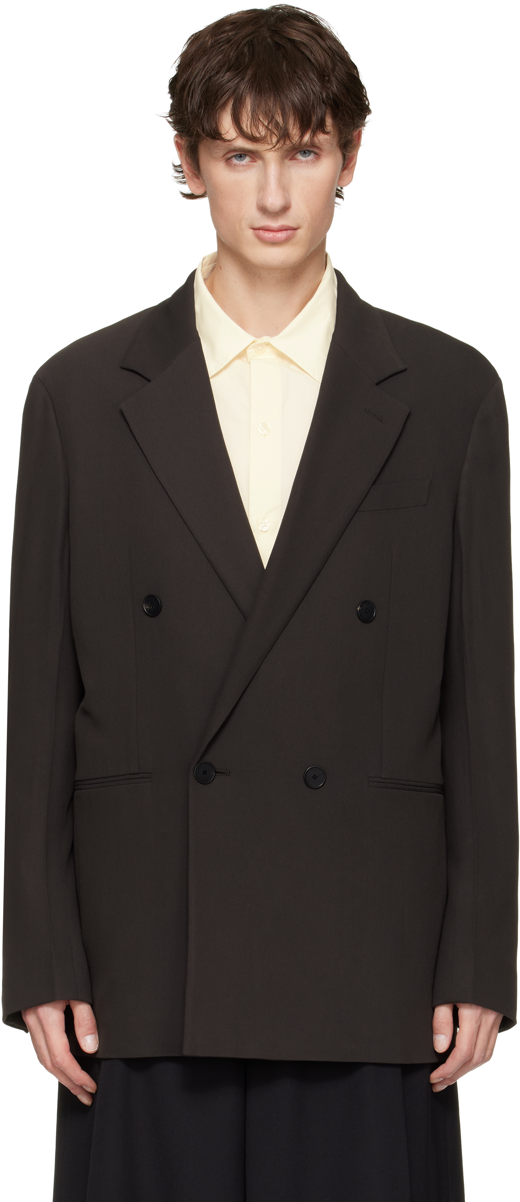 Lanvin Wool Blend Double-breasted Suit Jacket In Gray