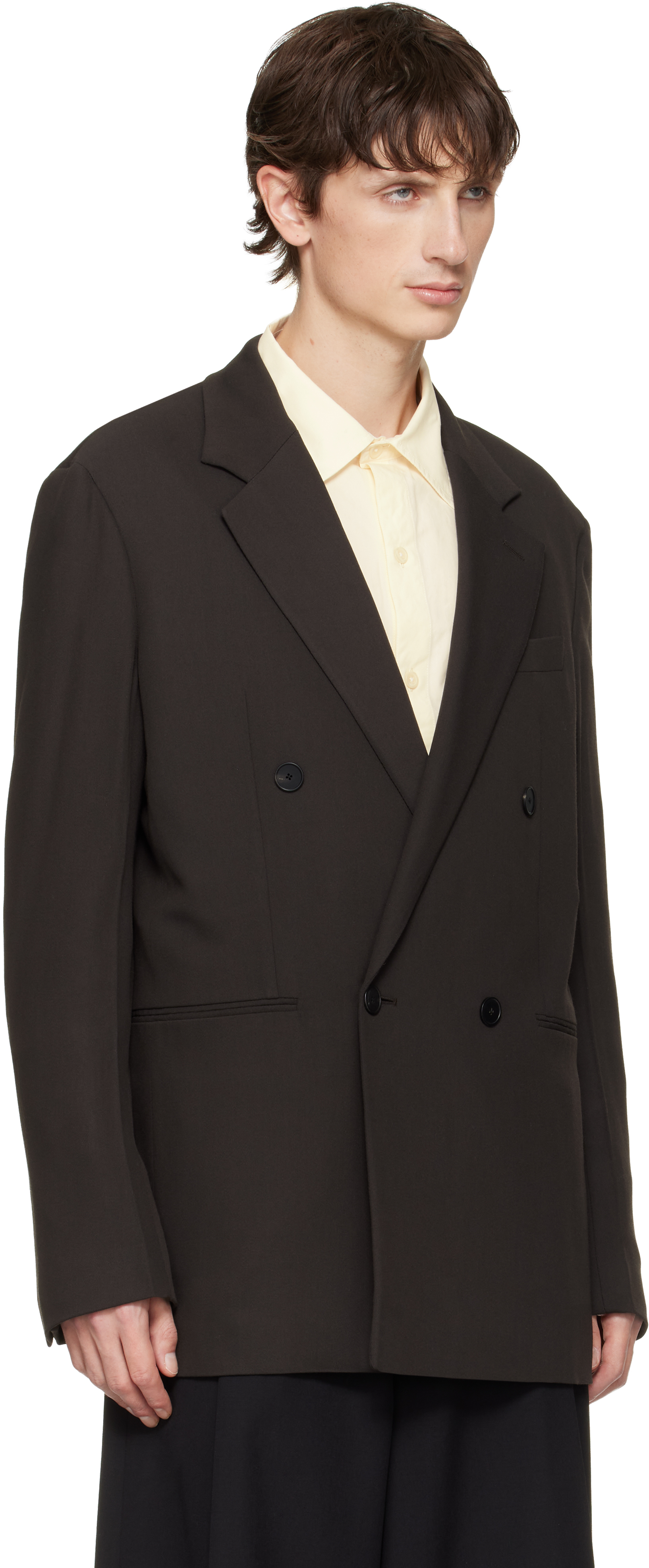 Lanvin Wool Blend Double-breasted Suit Jacket In Gray