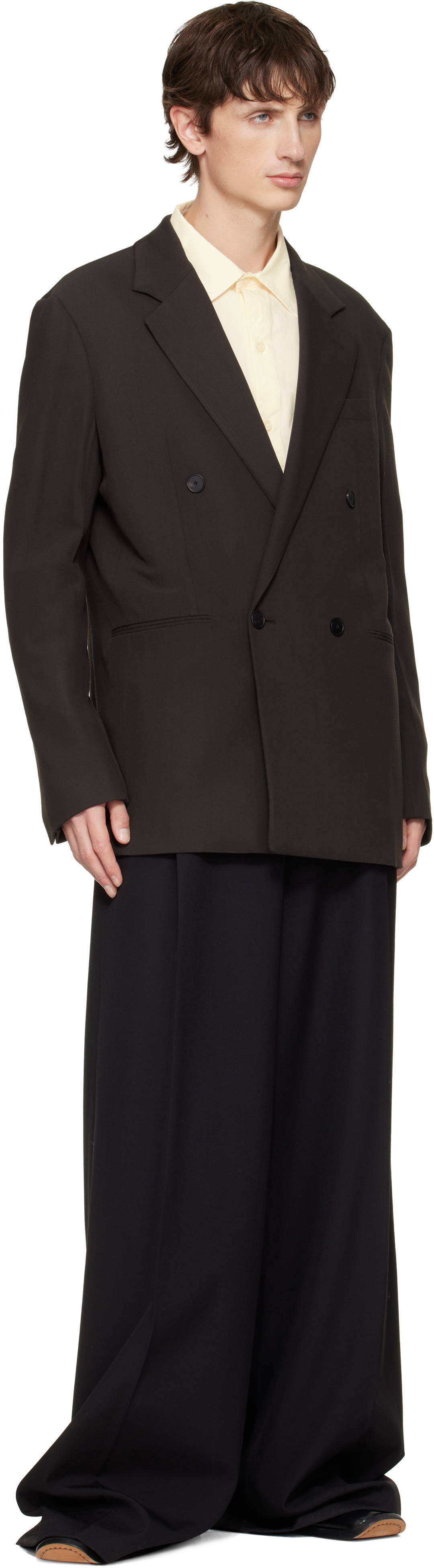 Lanvin Wool Blend Double-breasted Suit Jacket In Gray