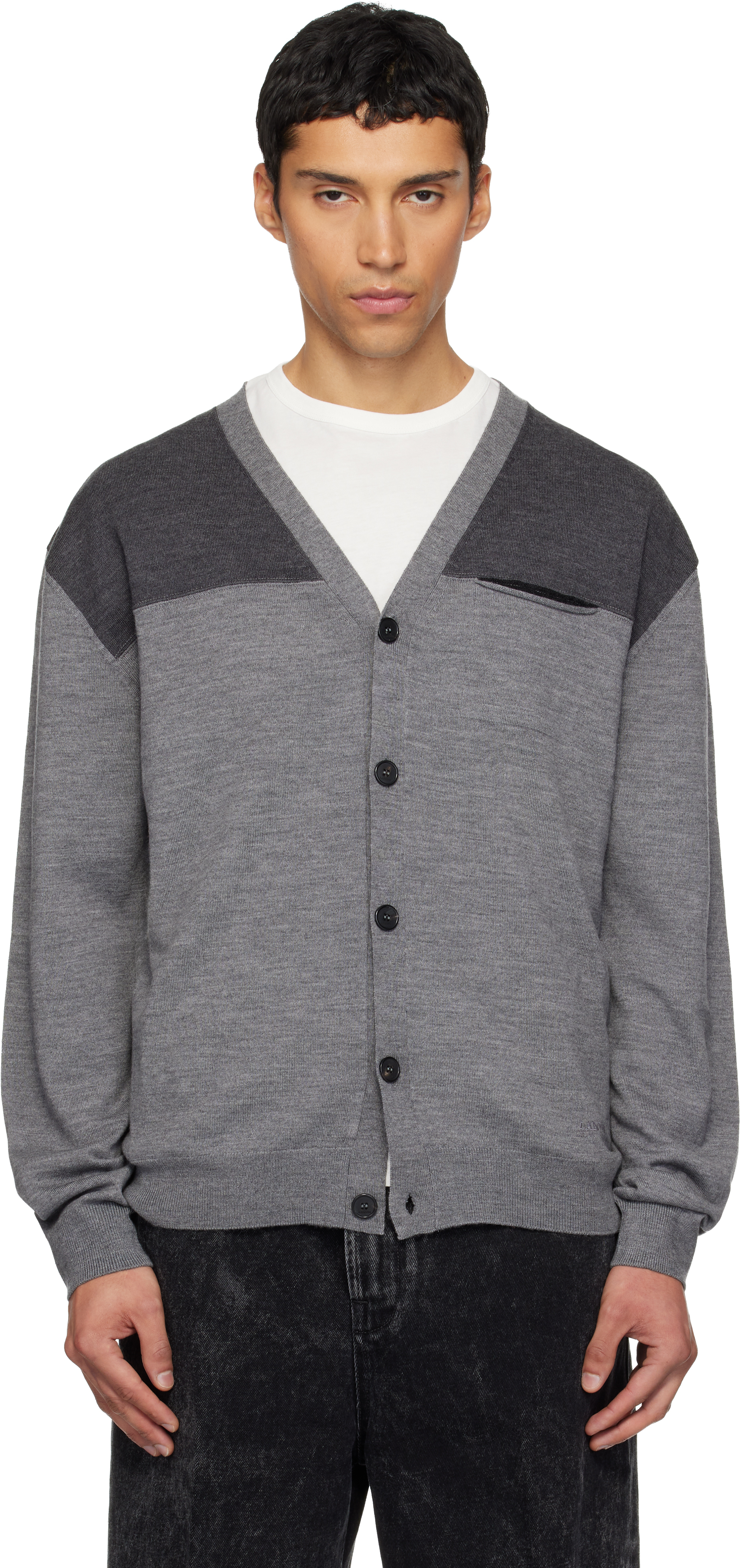 Gray Bicolor Cardigan by Lanvin on Sale