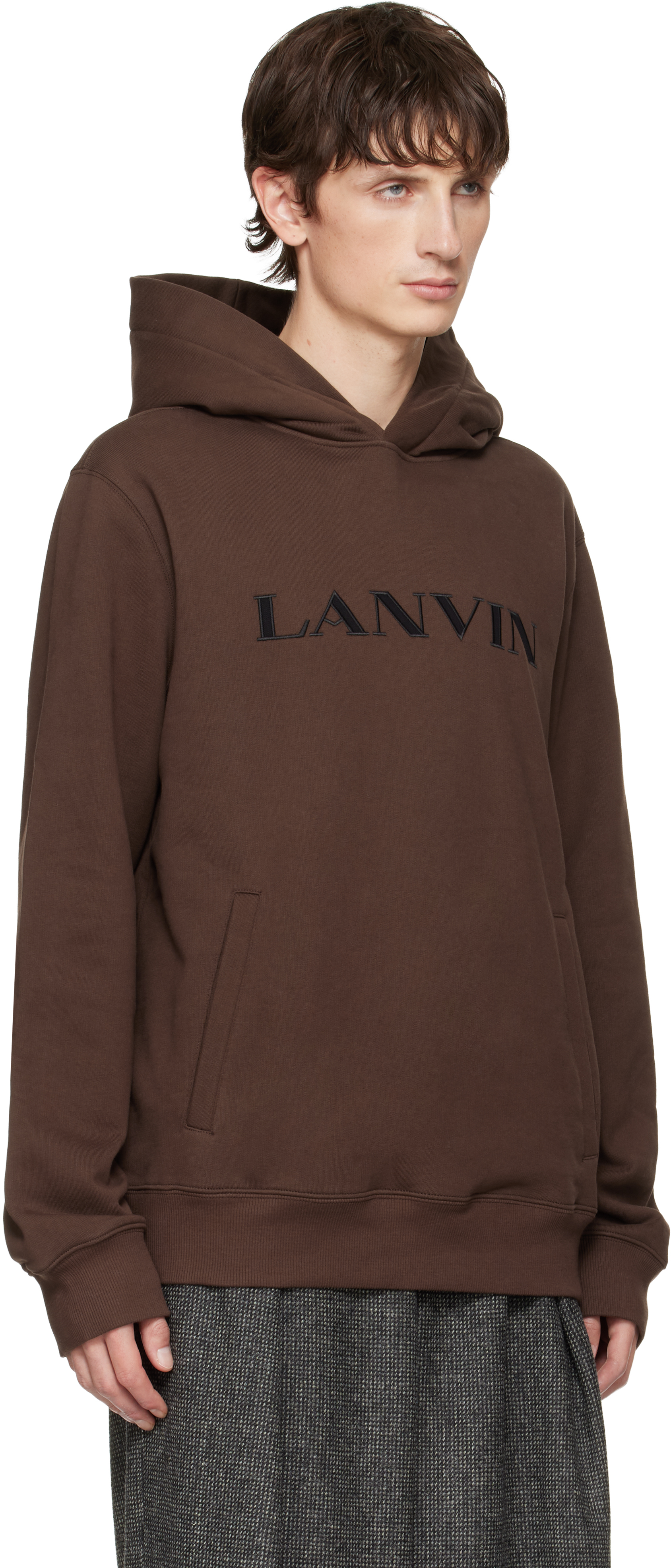 Lanvin Brown Logo Hoodie In Brown