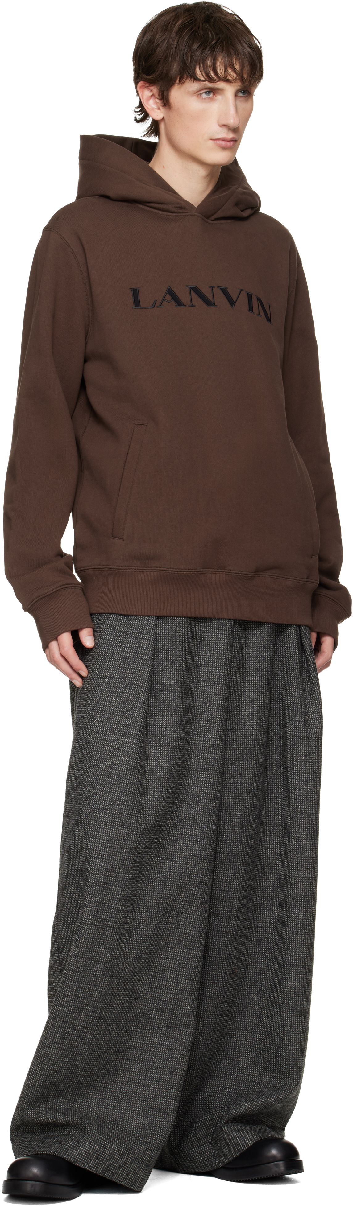 Lanvin Brown Logo Hoodie In Brown