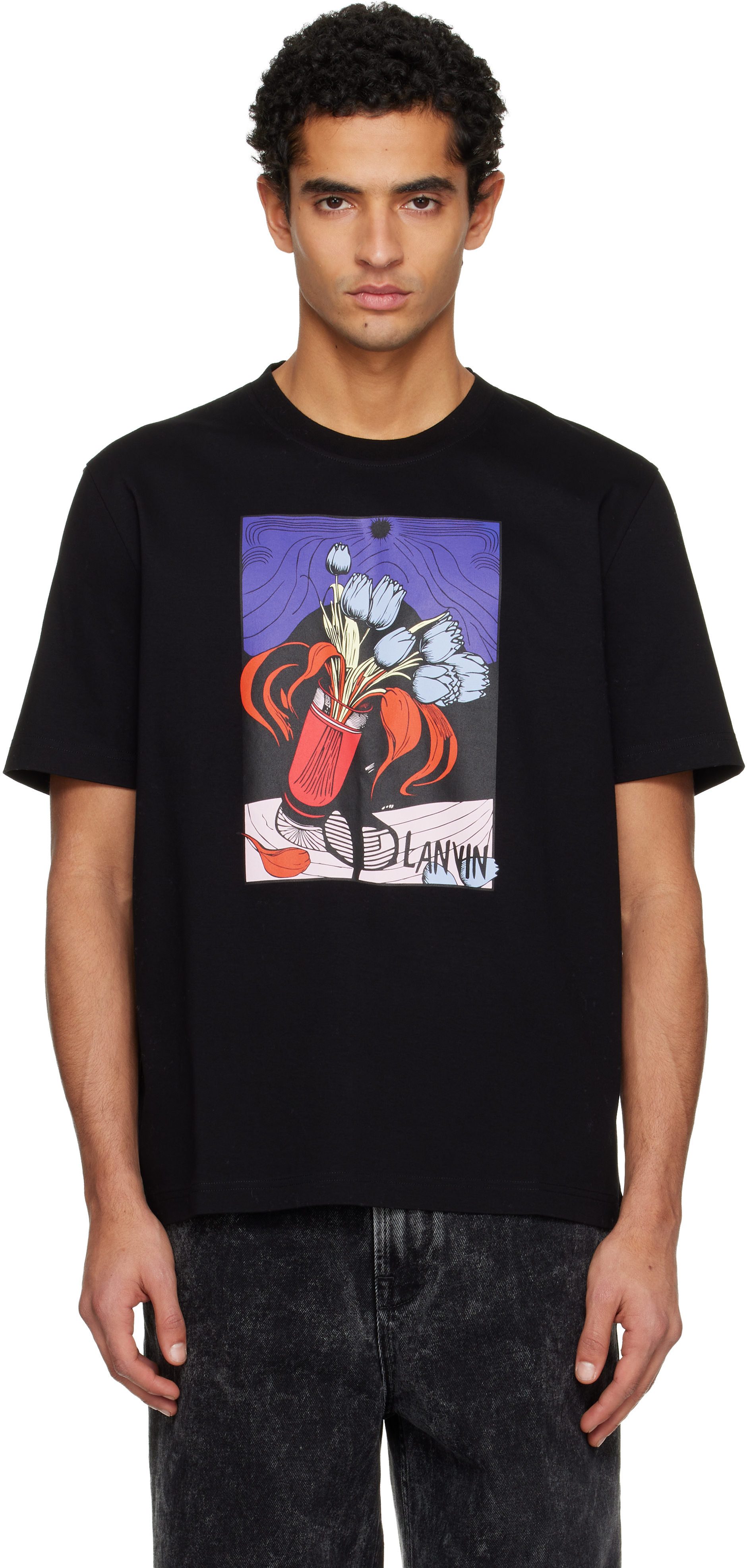 Lanvin: Black Vase Print T-shirt | SSENSE