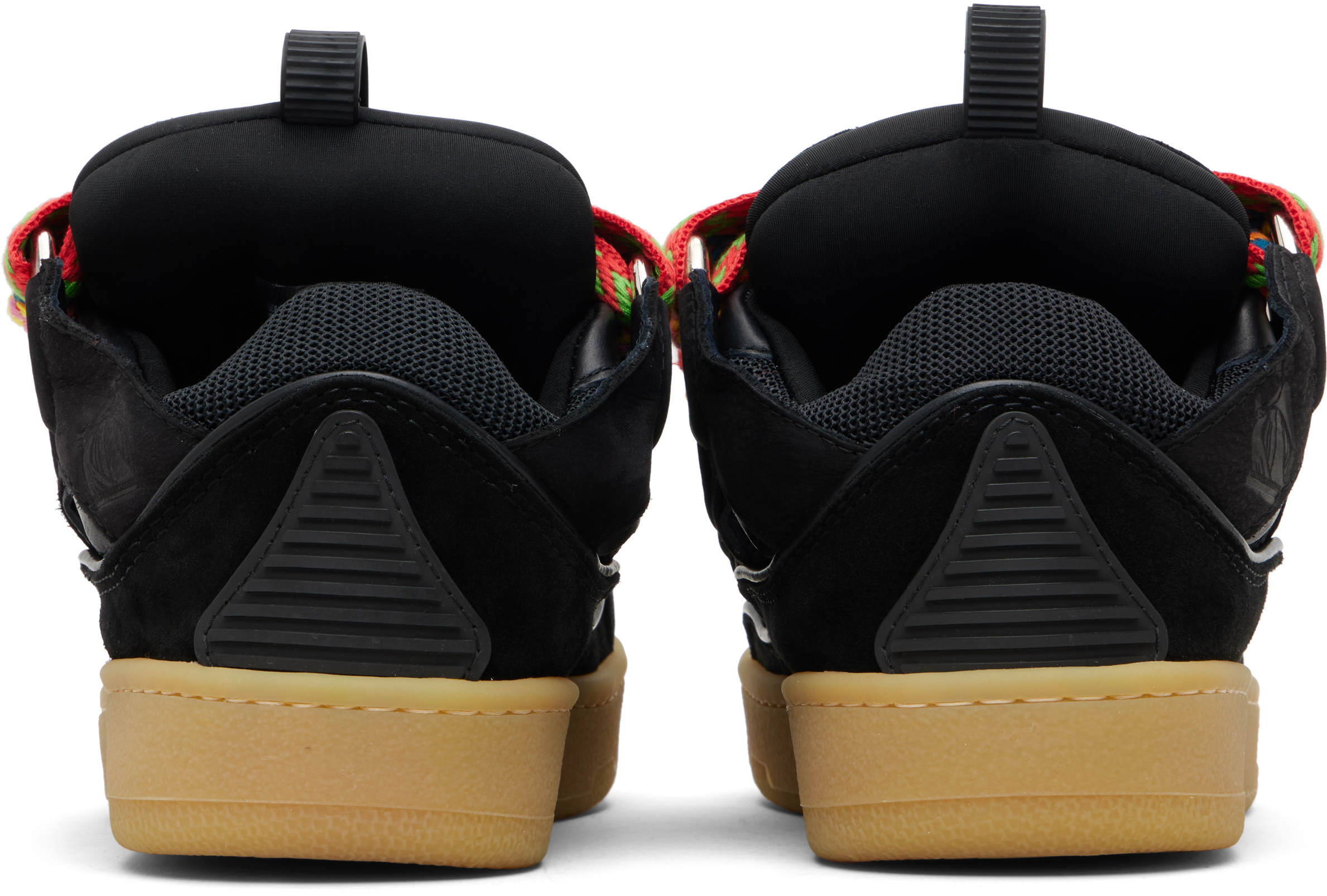 Lanvin Lace Detail Sneakers Suede Panels Rubber Sole In Black