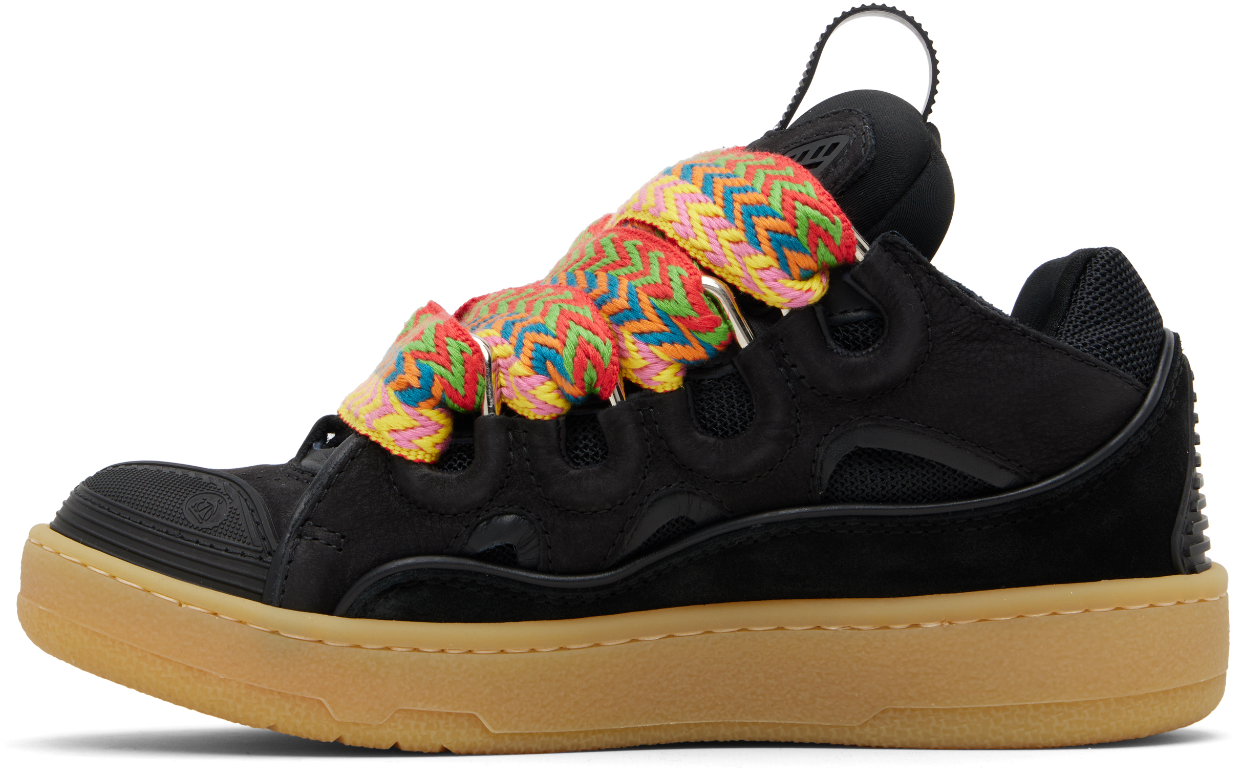 Lanvin Lace Detail Sneakers Suede Panels Rubber Sole In Black