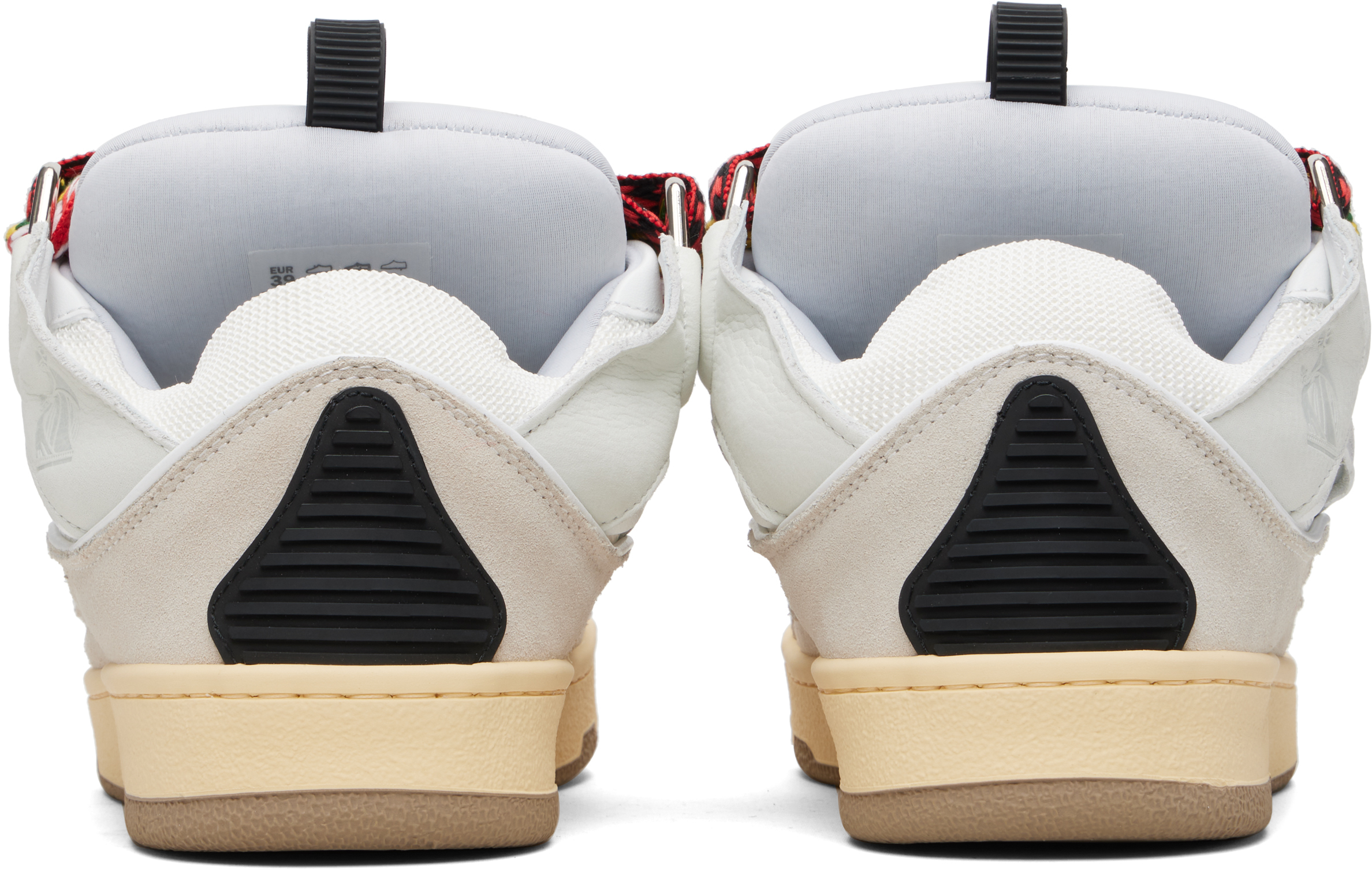 Lanvin Curb Sneakers In Leather And Suede With Multicolor Laces In Burgundy