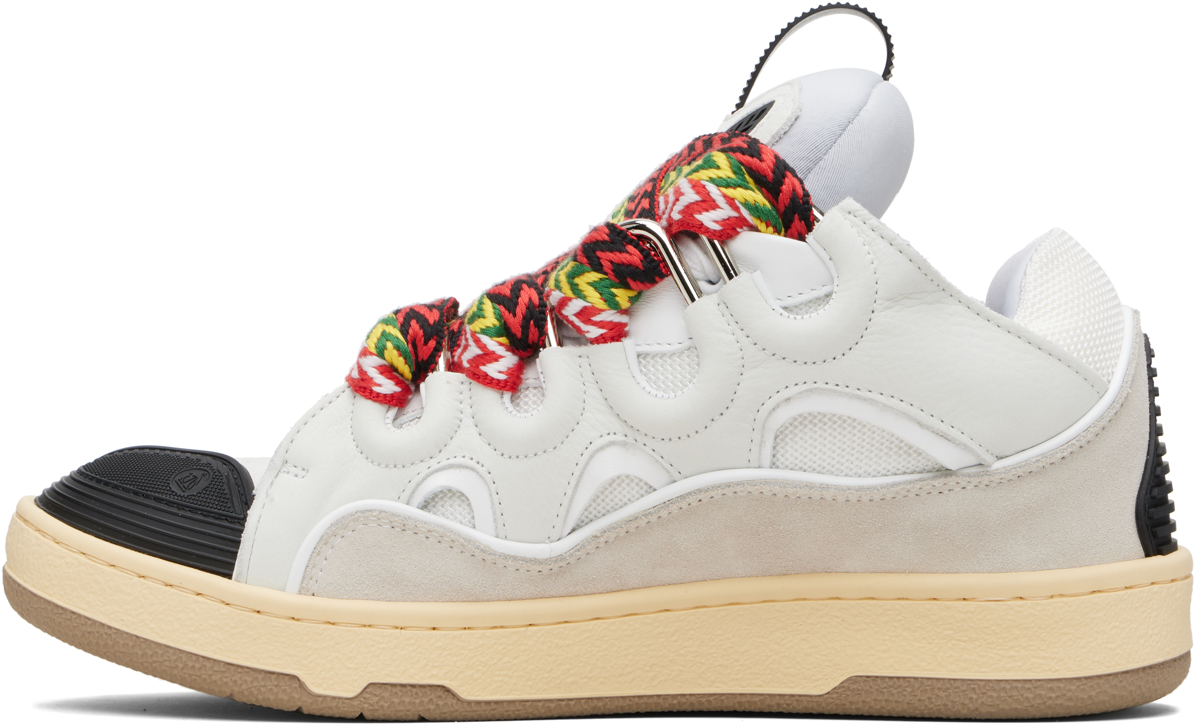 Lanvin Curb Sneakers In Leather And Suede With Multicolor Laces In Burgundy