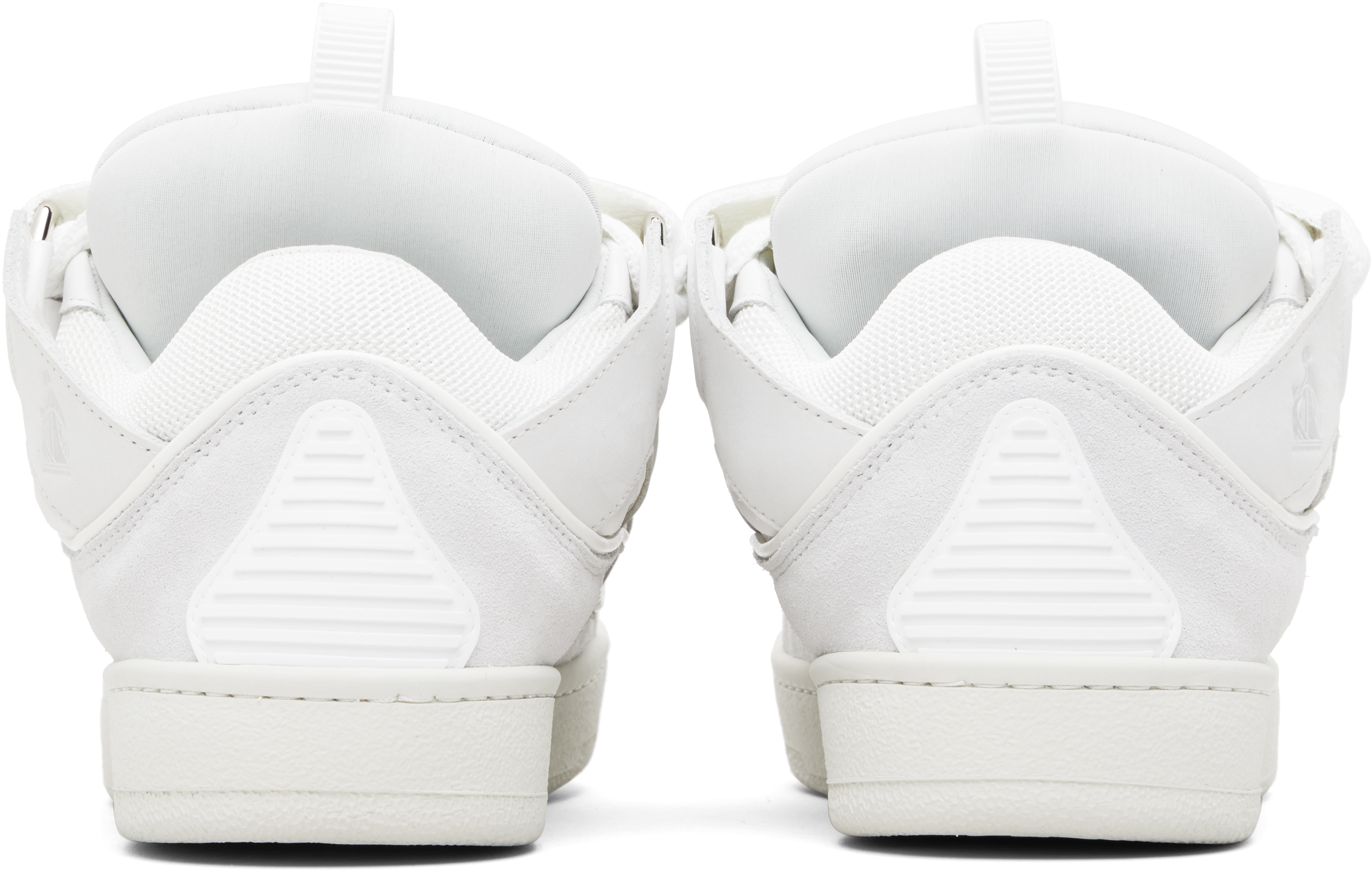 Lanvin Curb Sneakers In White Suede And Leather In White