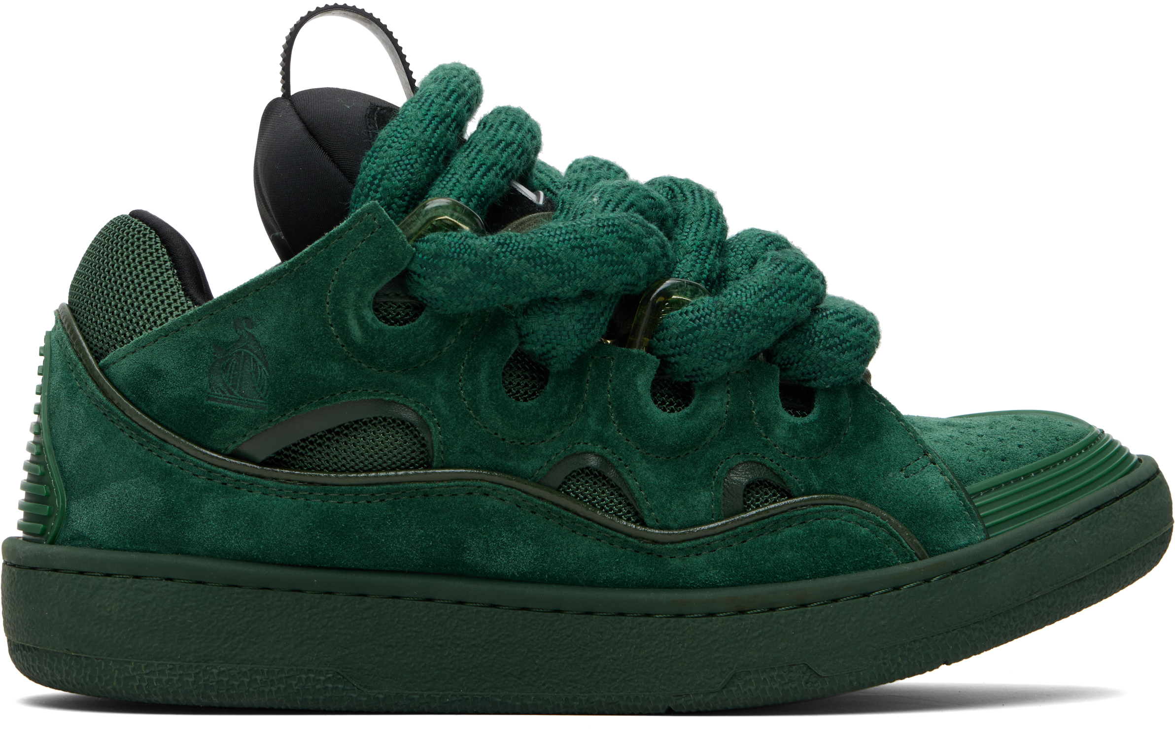 Lanvin Green Curb Leather With Snake Laces Sneakers In Multi