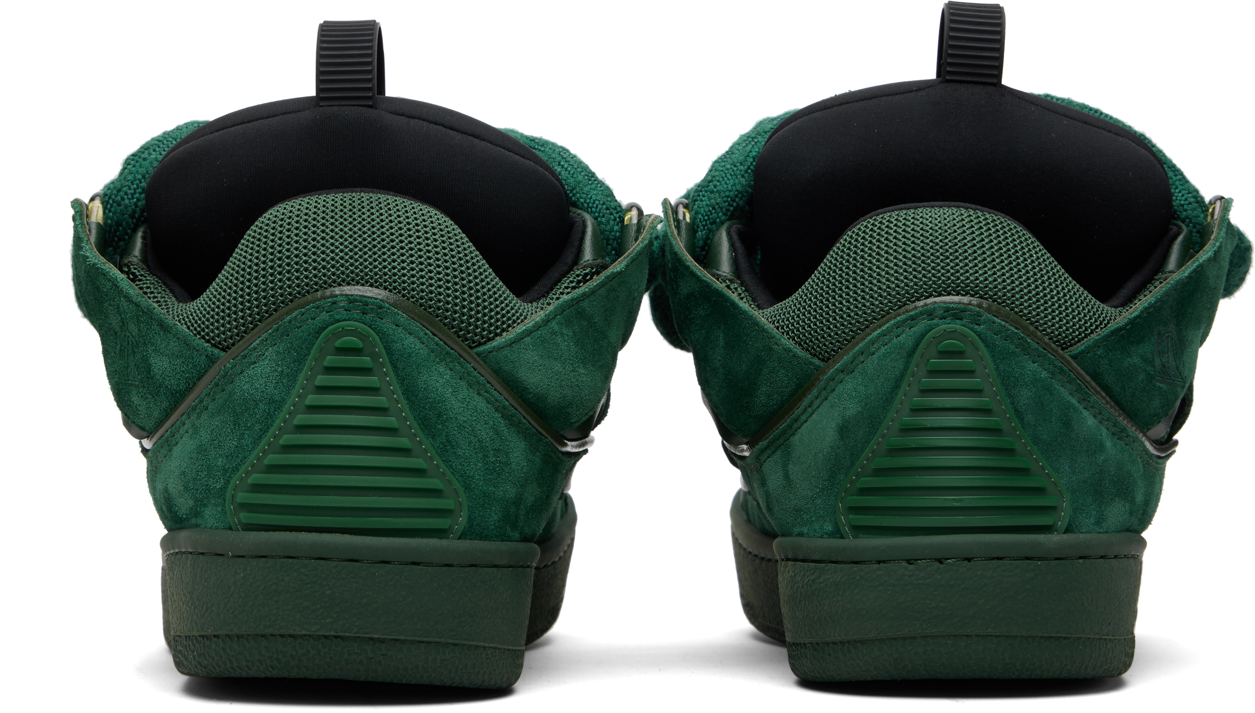 Lanvin Green Curb Leather With Snake Laces Sneakers In Multi