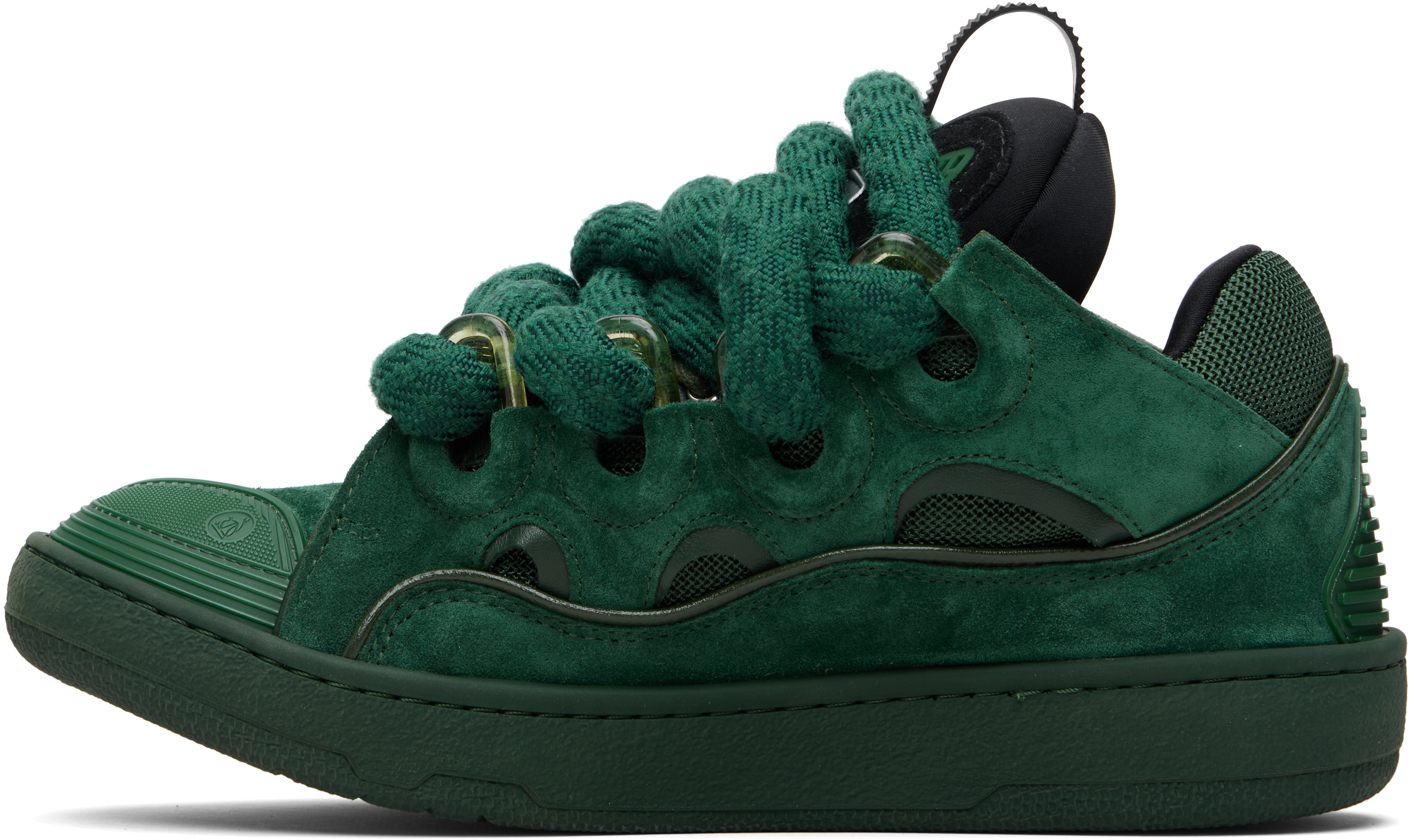 Lanvin Green Curb Leather With Snake Laces Sneakers In Multi