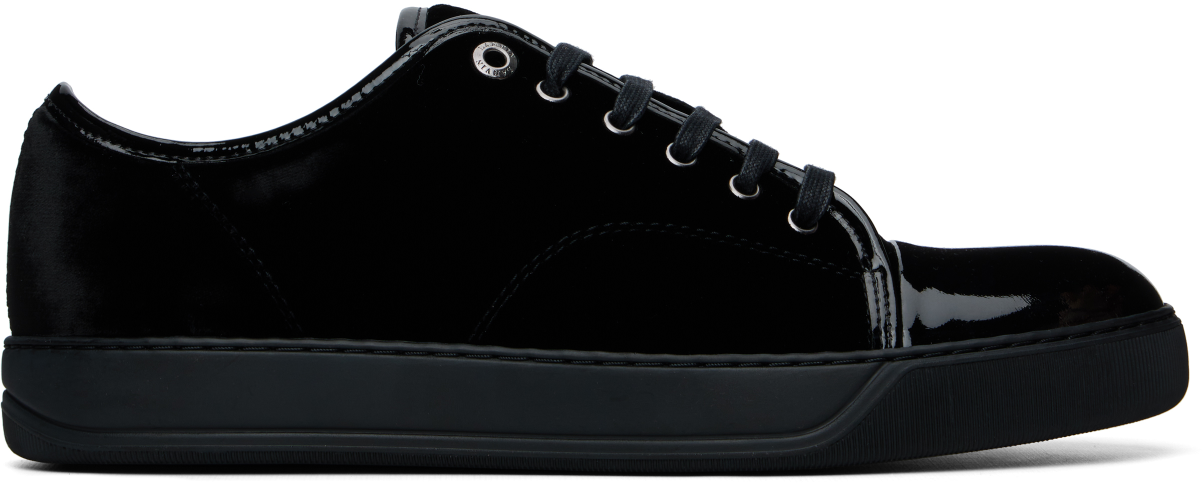 Lanvin Suede And Leather Cap-toe Sneakers In Black