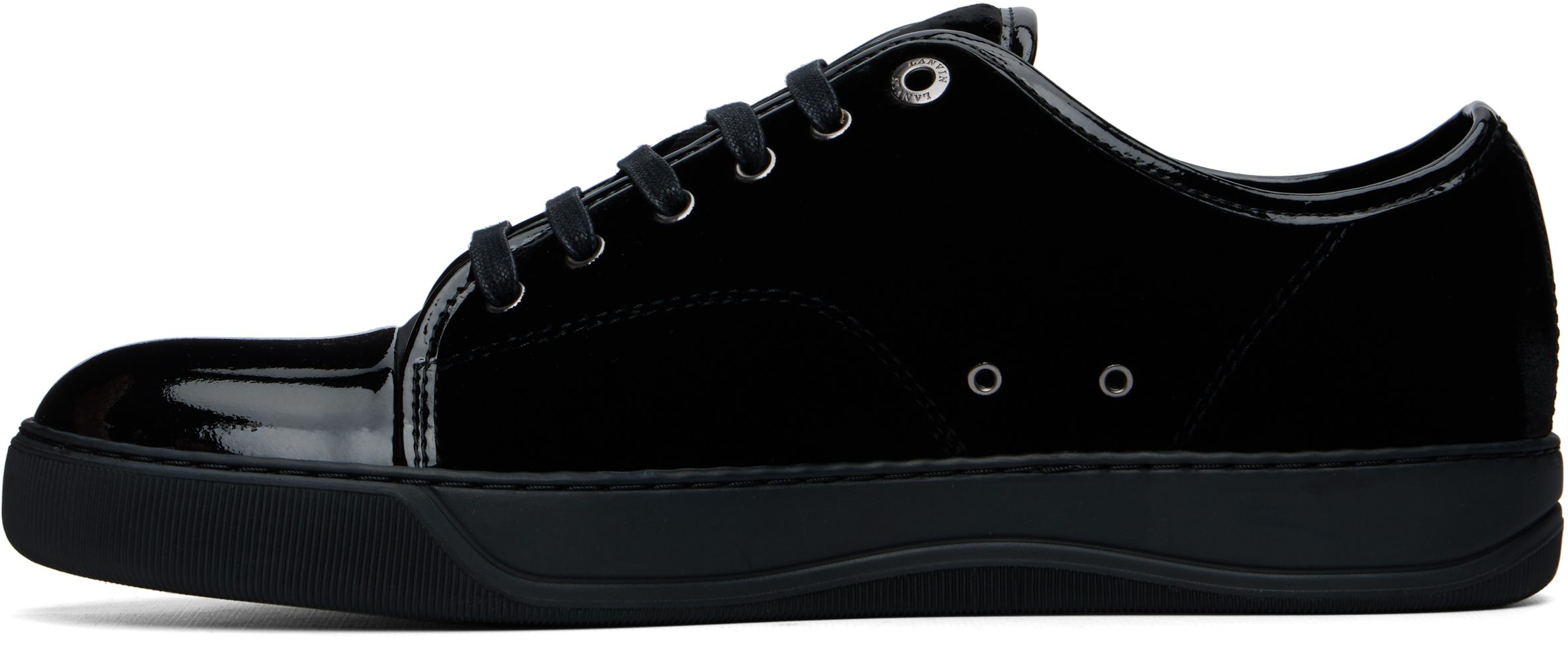 Lanvin Suede And Leather Cap-toe Sneakers In Black