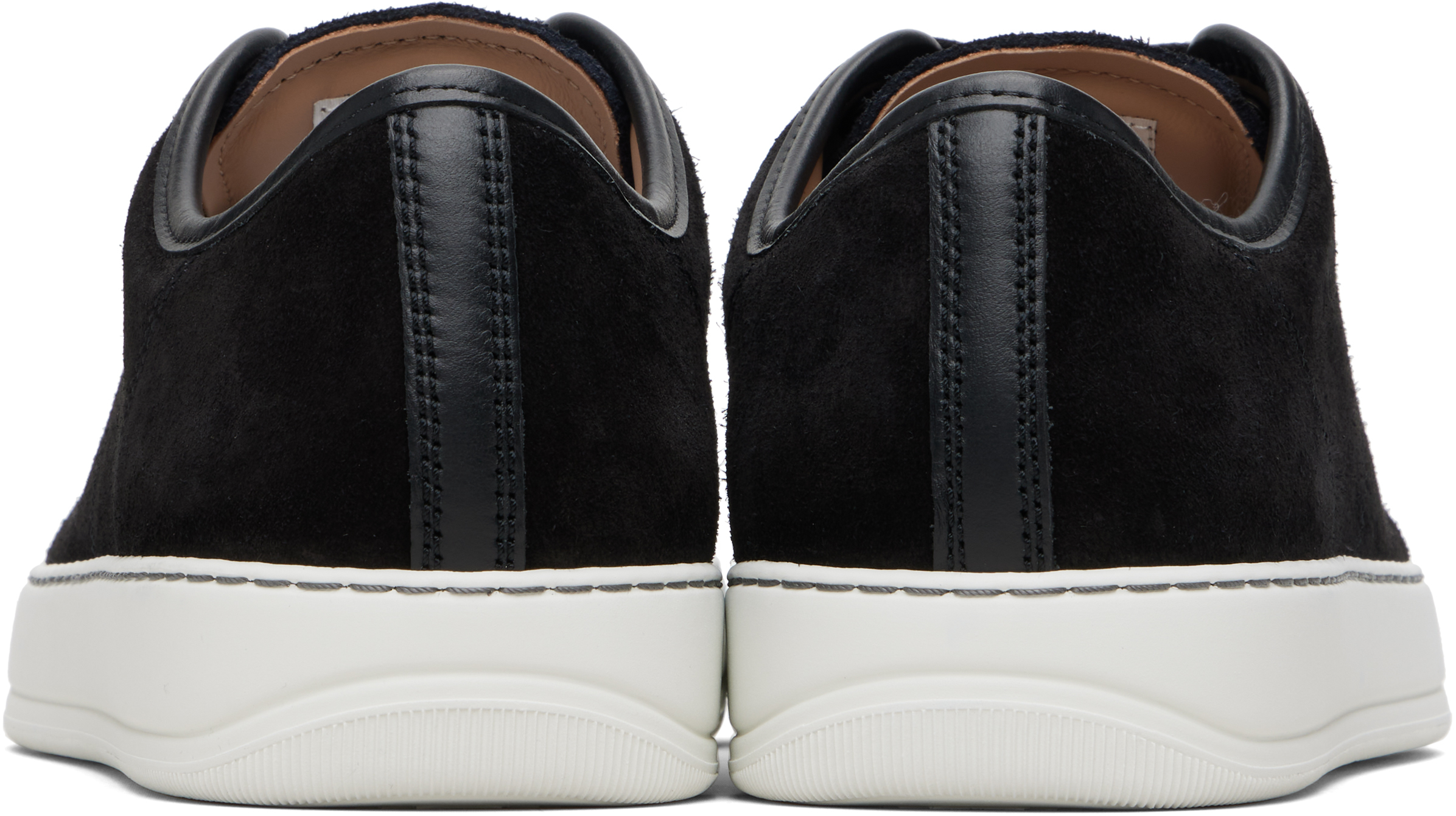 Lanvin Low-top Sneakers With Glossy Patent Toe Cap And Suede Upper In Black