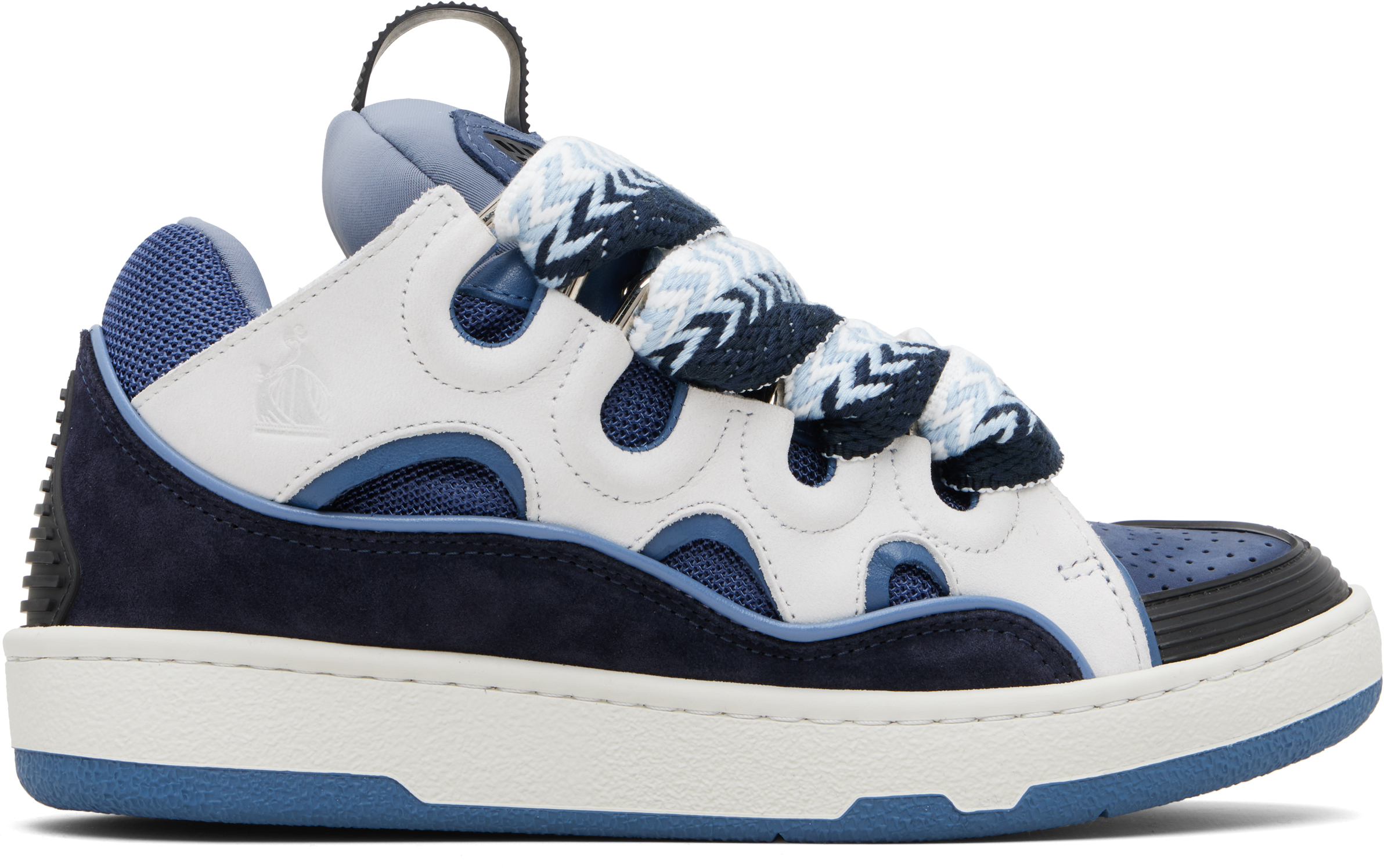 Blue Curb Leather Sneakers by Lanvin on Sale