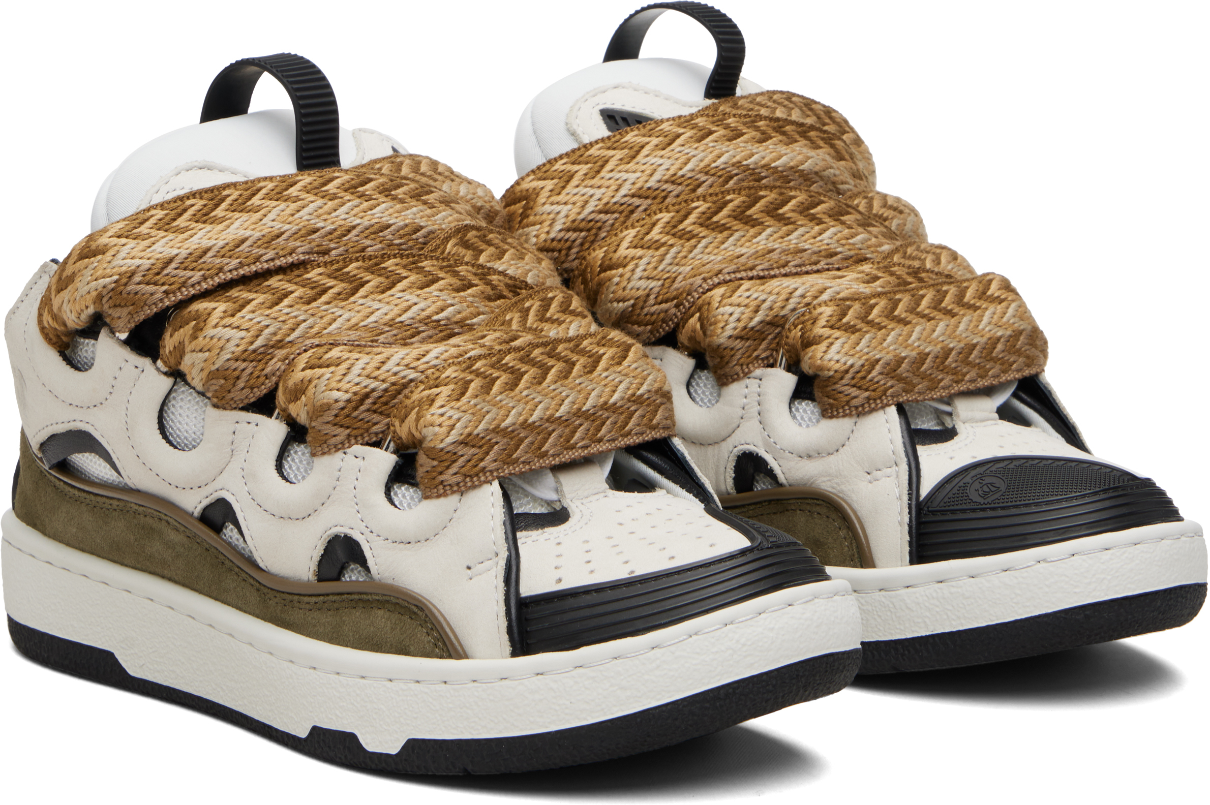 Lanvin Curb Leather Sneakers In Multi