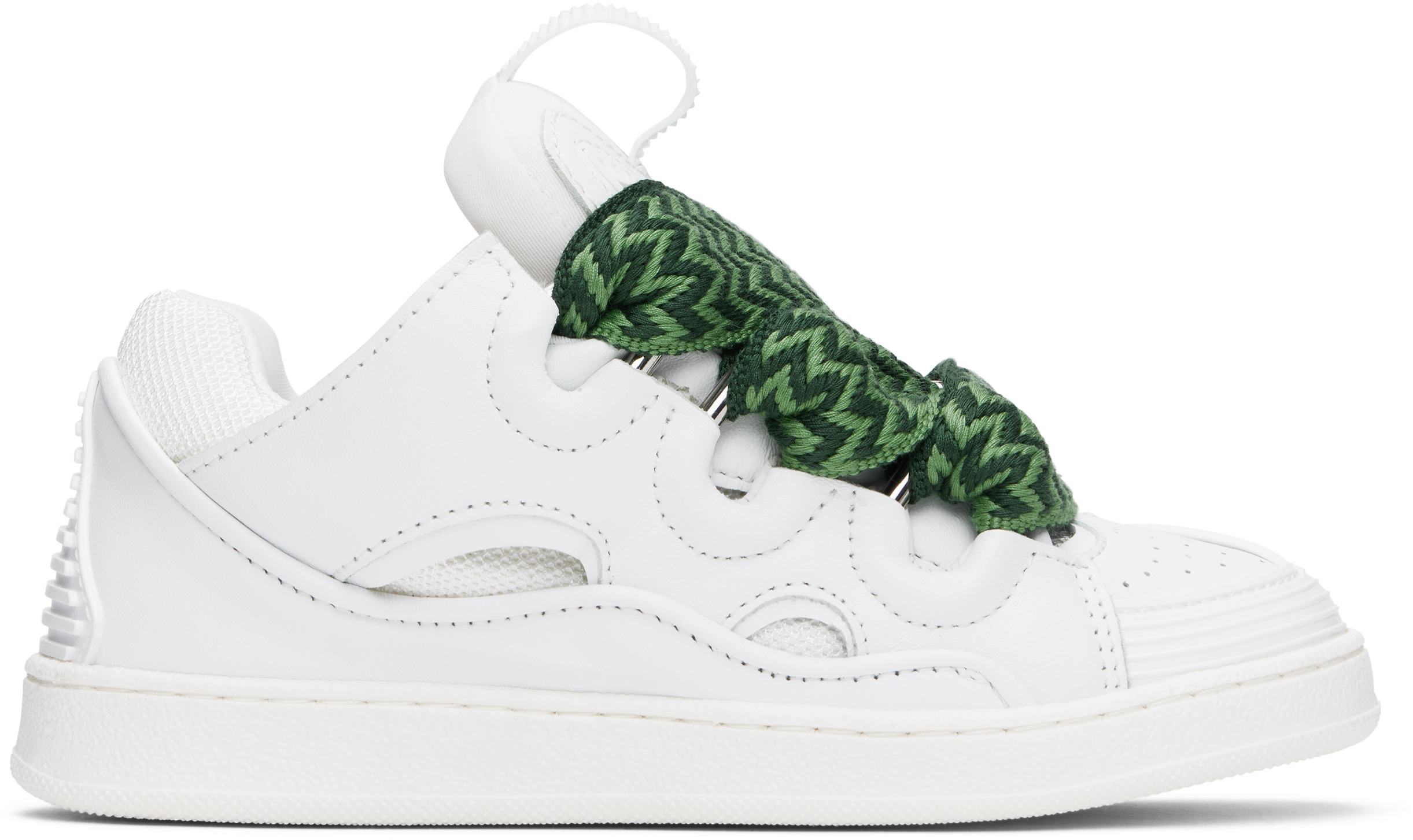 Lanvin Kids Leather Curb Trainers In 10p White