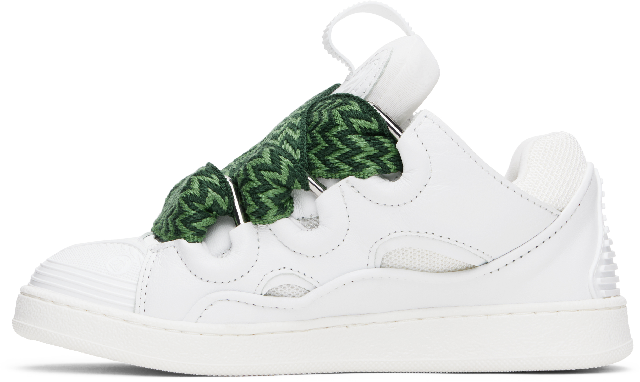 Lanvin Kids Leather Curb Trainers In 10p White