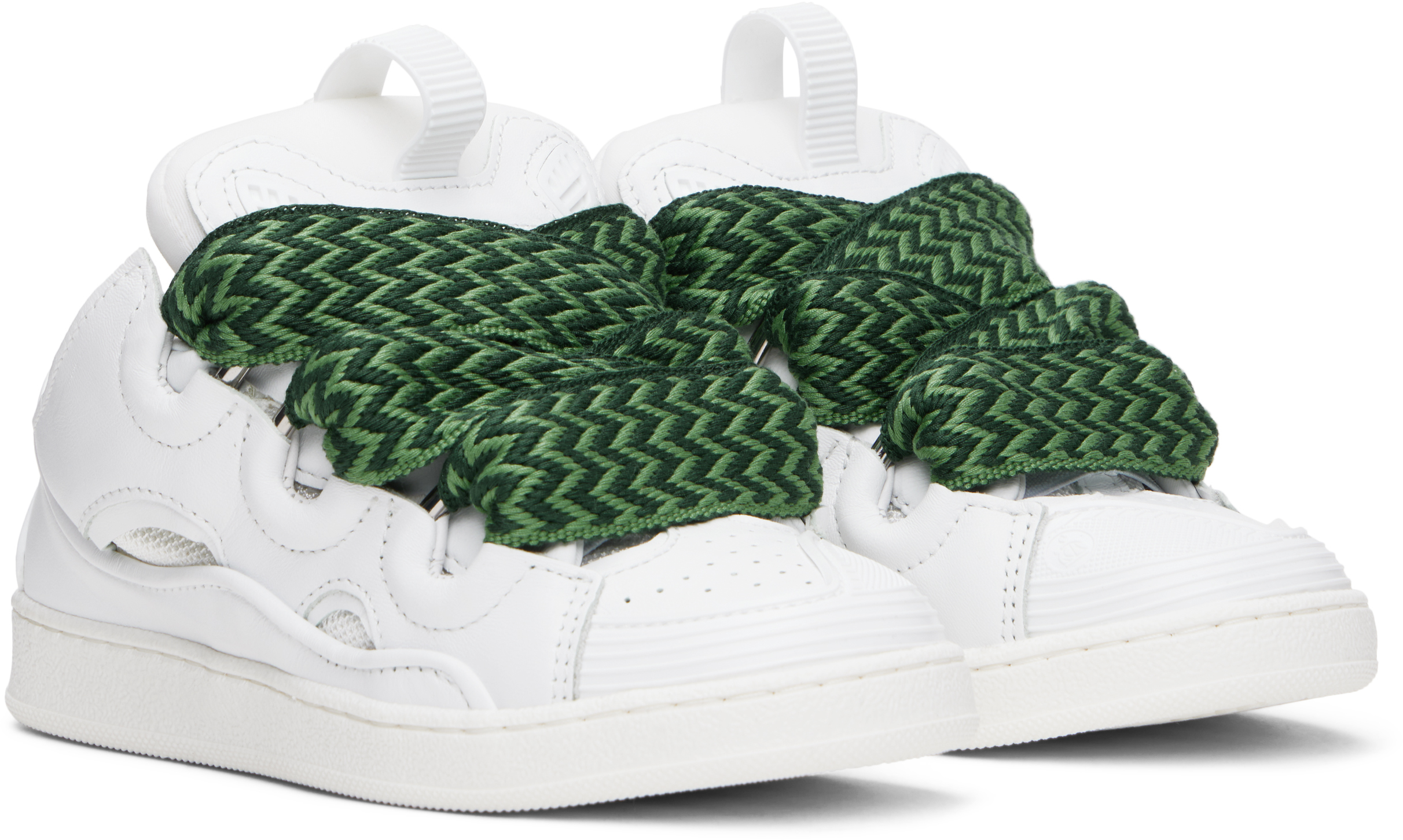 Lanvin Kids Leather Curb Trainers In 10p White