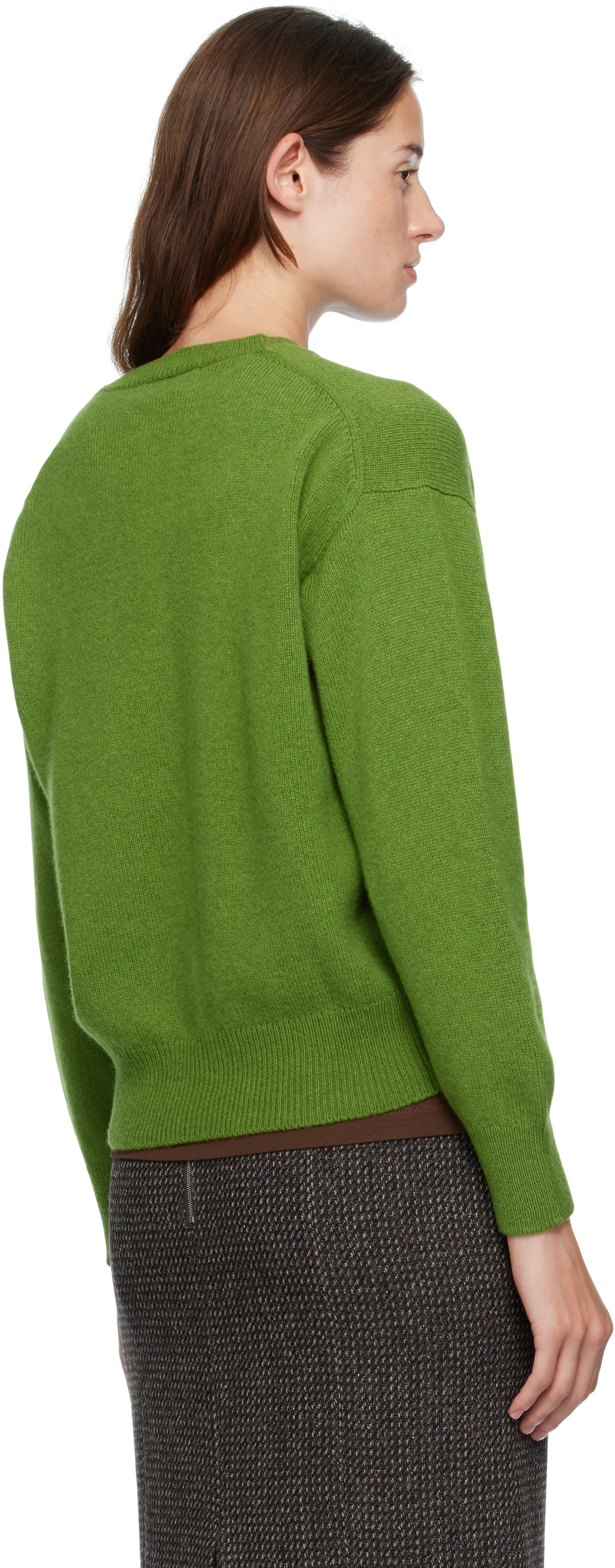 And-daughter Green Ada Crewneck Cardigan In Green