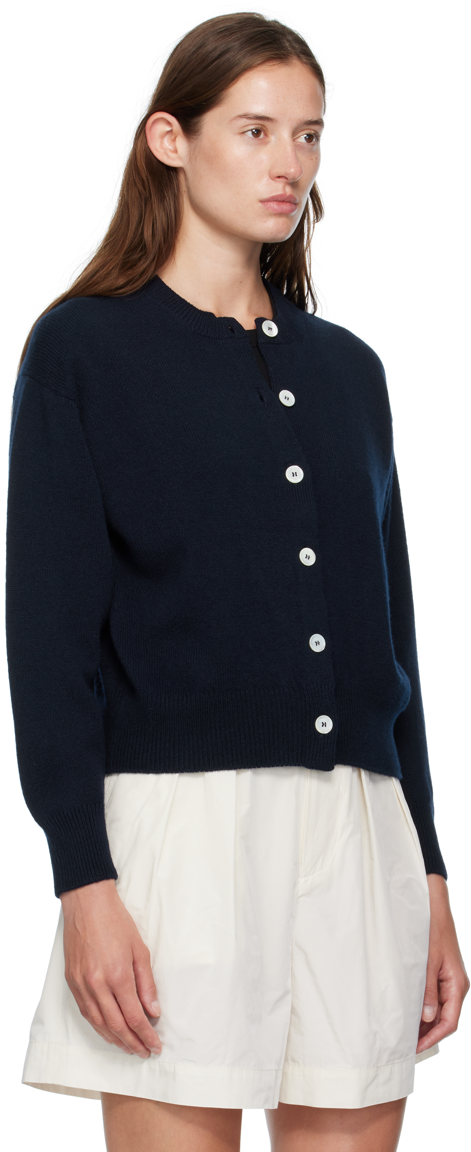 And-daughter Navy Ada Crewneck Cardigan In Blue