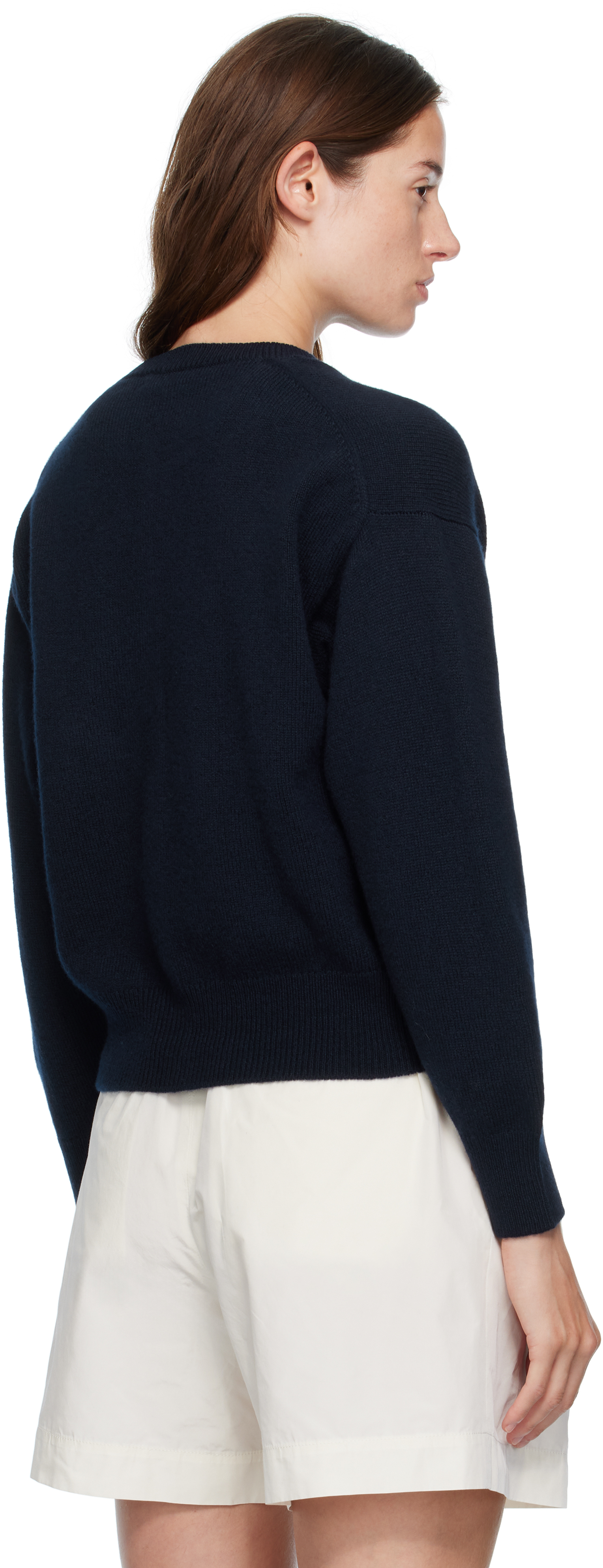 And-daughter Navy Ada Crewneck Cardigan In Blue