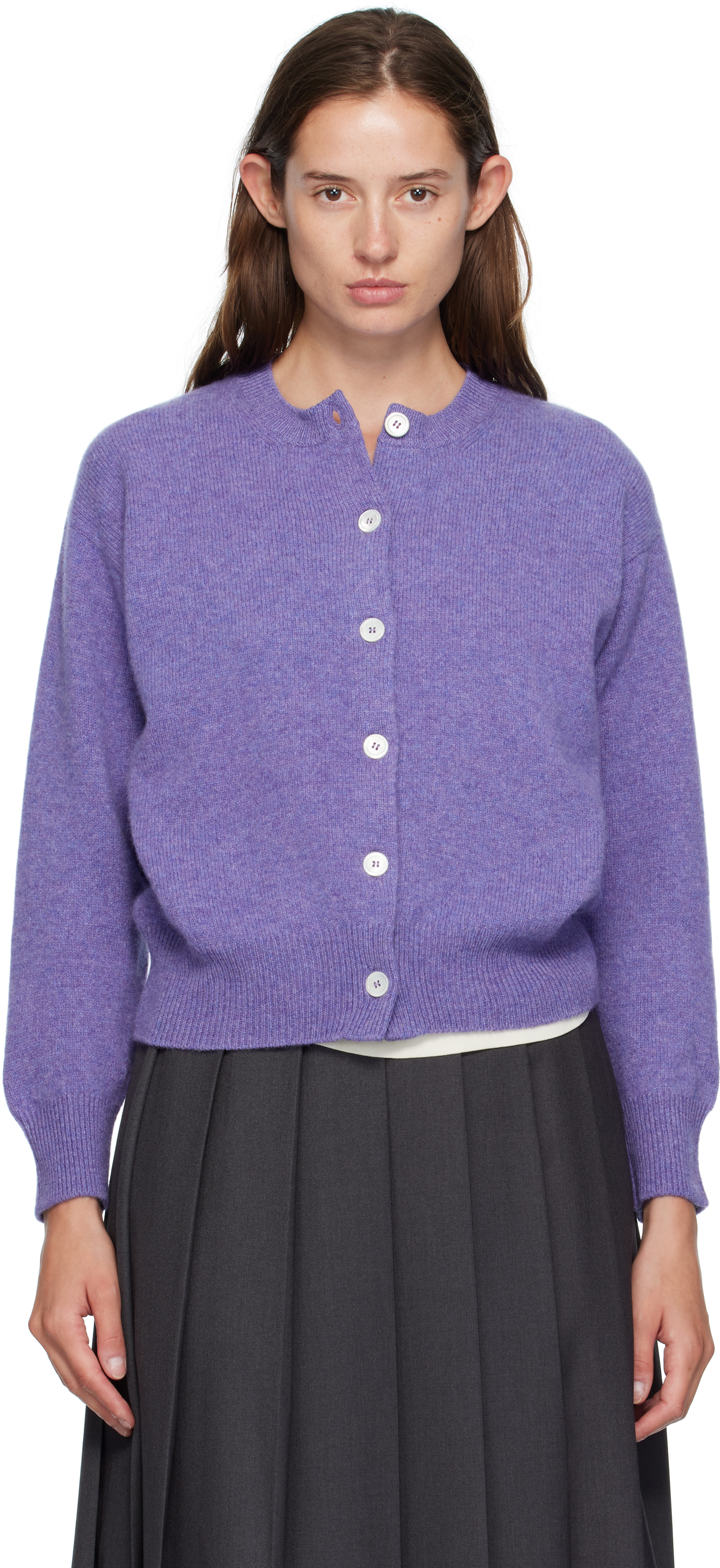 &Daughter: Purple Ada Crewneck Cardigan | SSENSE